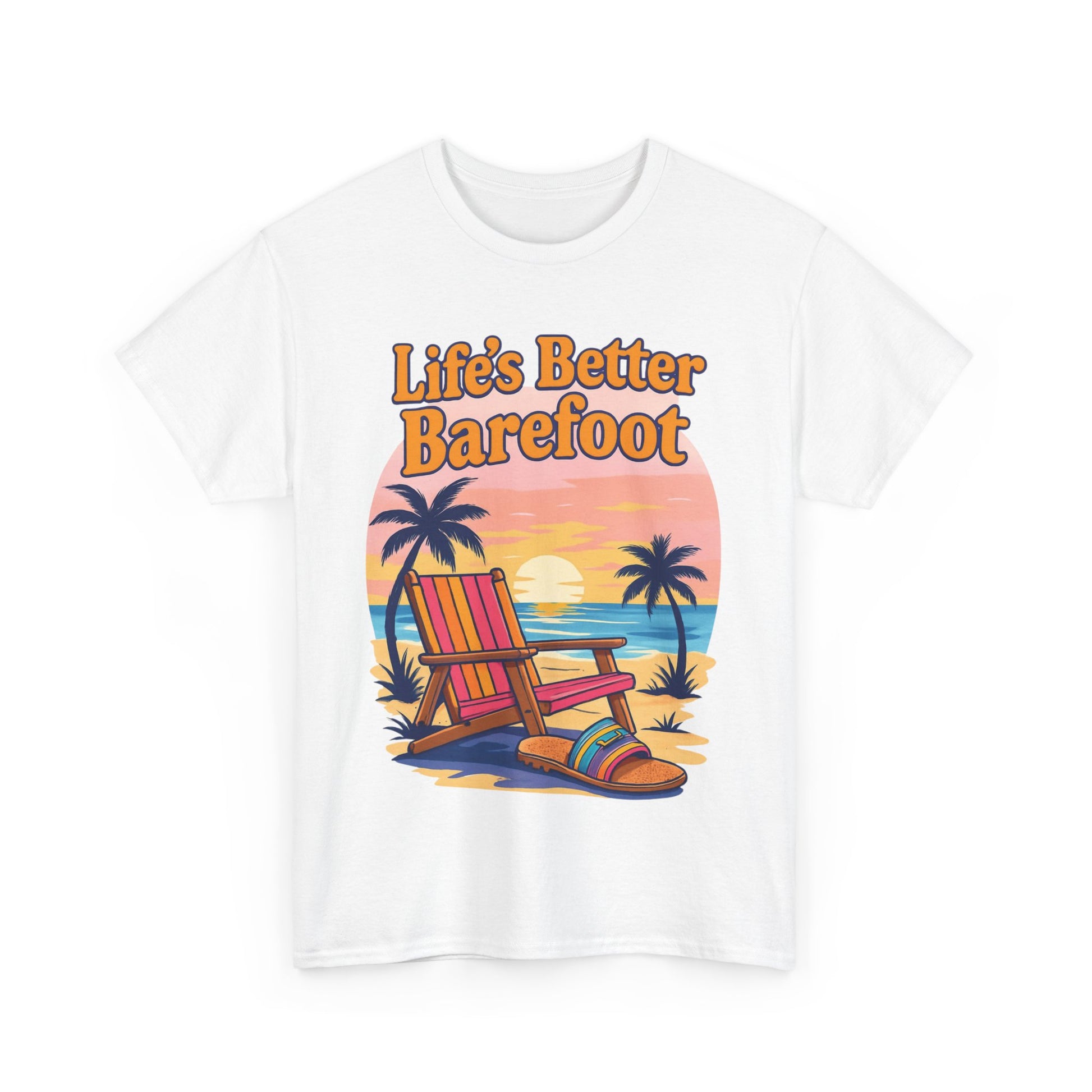 Beach Vibes Tee: "Life's Better Barefoot" Graphic Tee, Summer T-Shirt, Relaxation Apparel, Gift for Beach Lovers, Vacation Wear