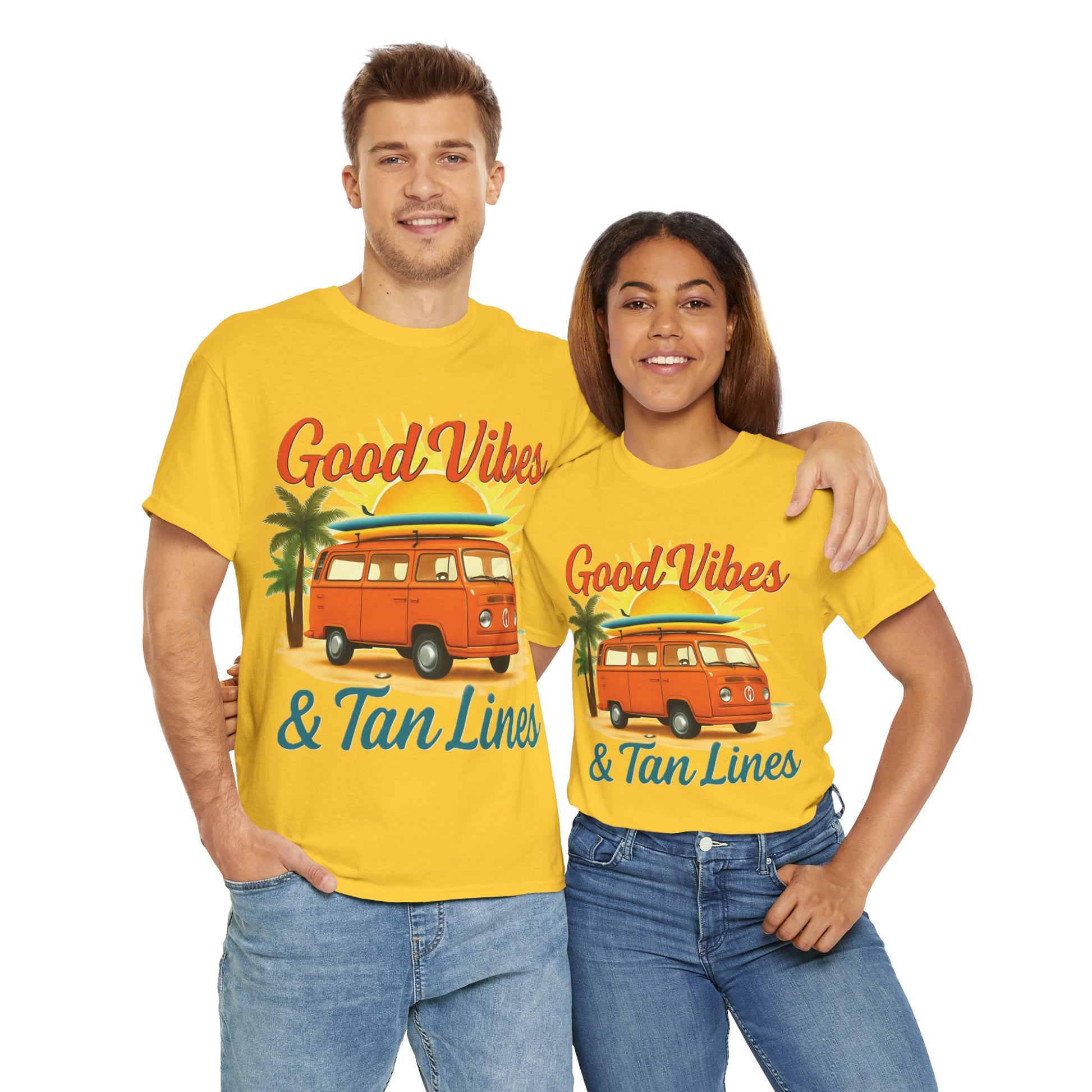 Good Vibes & Tan Lines T-Shirt, Summer Vibe Tee, Beach Lover Gift, Unisex Cotton Shirt, Vacation Style Apparel