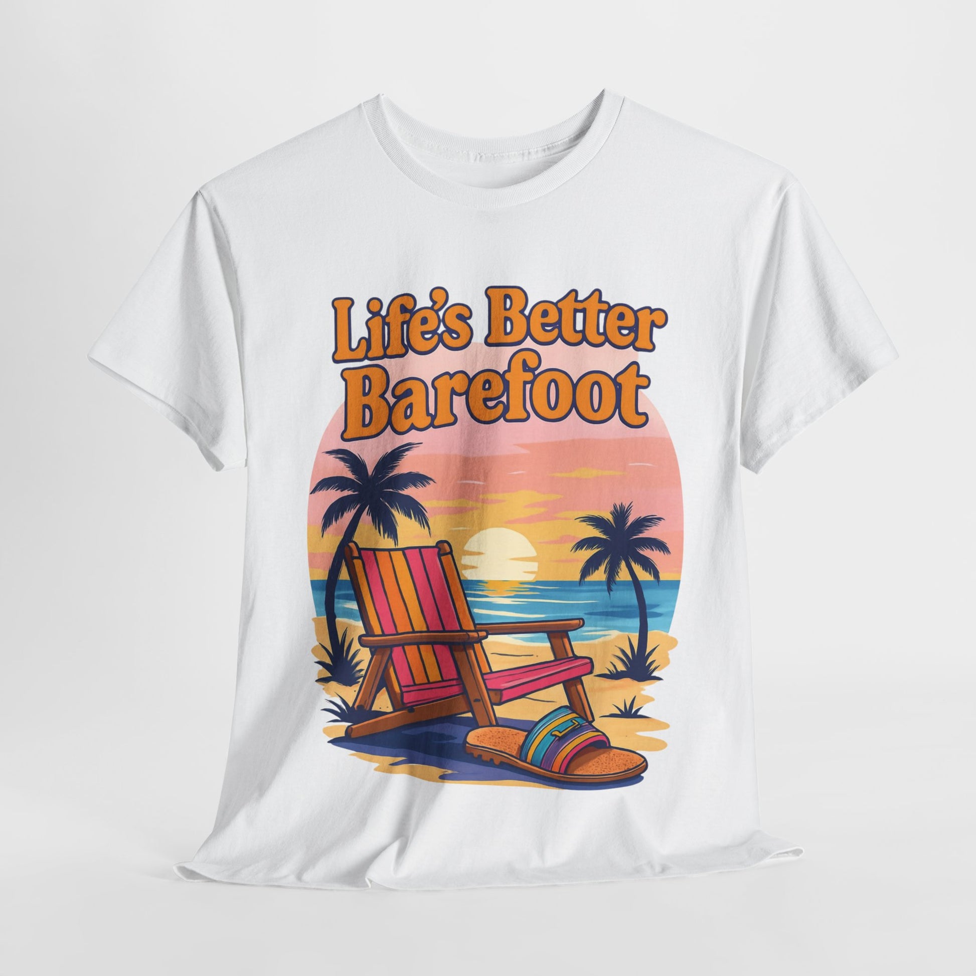 Beach Vibes Tee: "Life's Better Barefoot" Graphic Tee, Summer T-Shirt, Relaxation Apparel, Gift for Beach Lovers, Vacation Wear