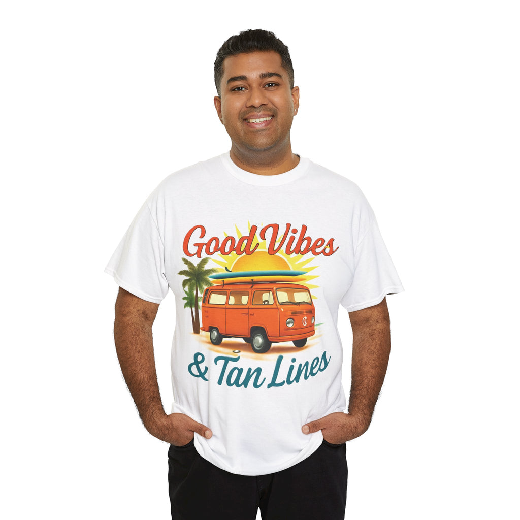 Good Vibes & Tan Lines T-Shirt, Summer Vibe Tee, Beach Lover Gift, Unisex Cotton Shirt, Vacation Style Apparel