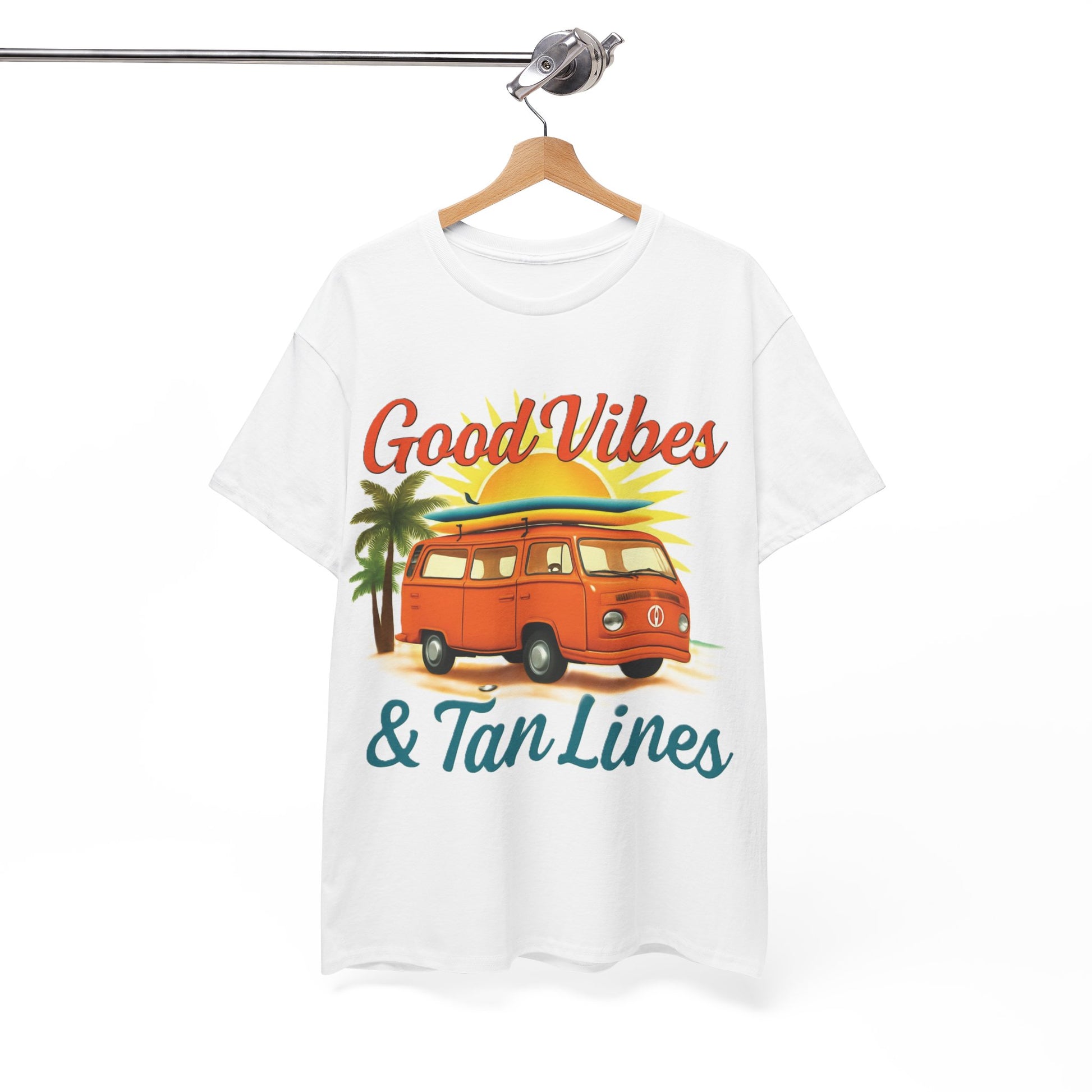 Good Vibes & Tan Lines T-Shirt, Summer Vibe Tee, Beach Lover Gift, Unisex Cotton Shirt, Vacation Style Apparel