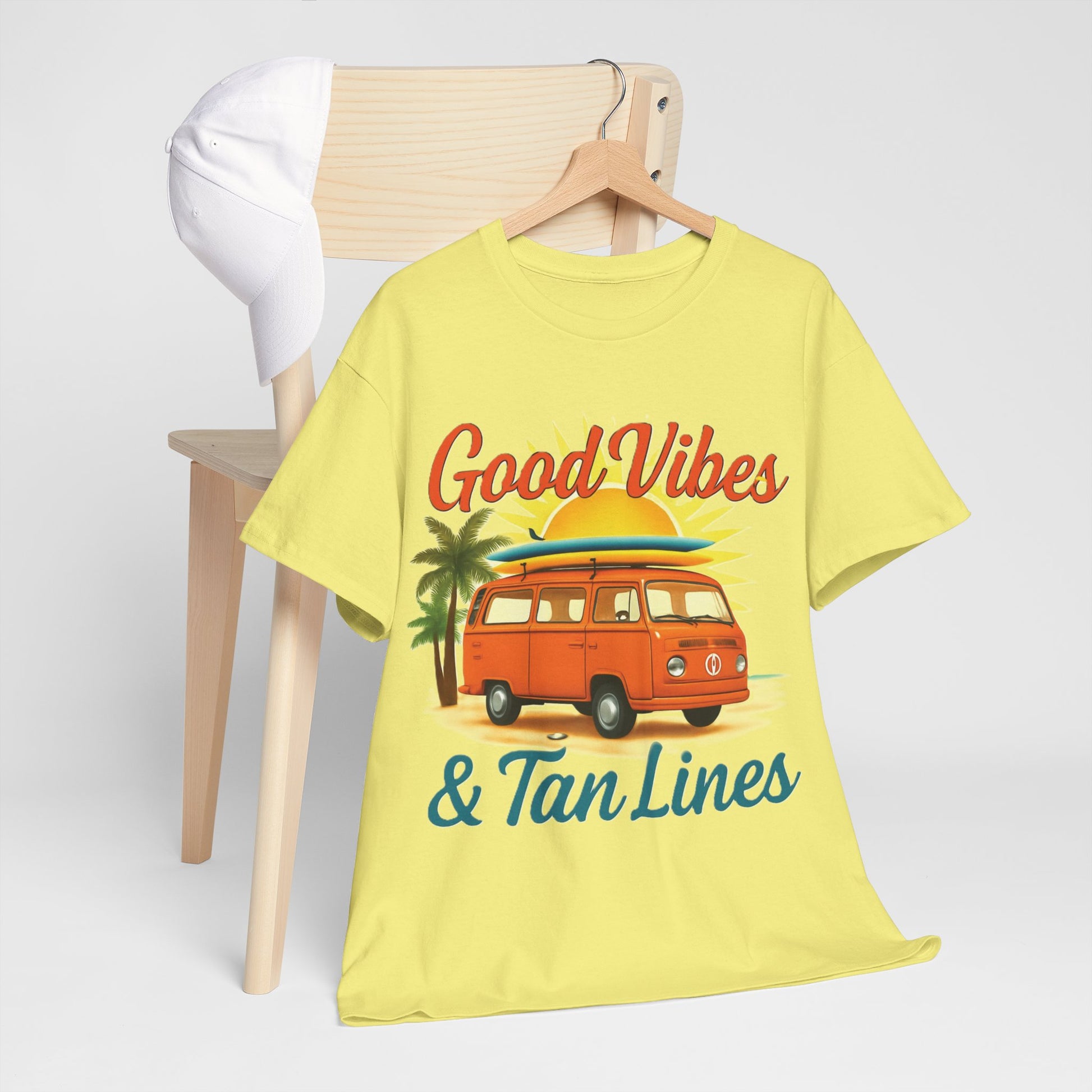 Good Vibes & Tan Lines T-Shirt, Summer Vibe Tee, Beach Lover Gift, Unisex Cotton Shirt, Vacation Style Apparel