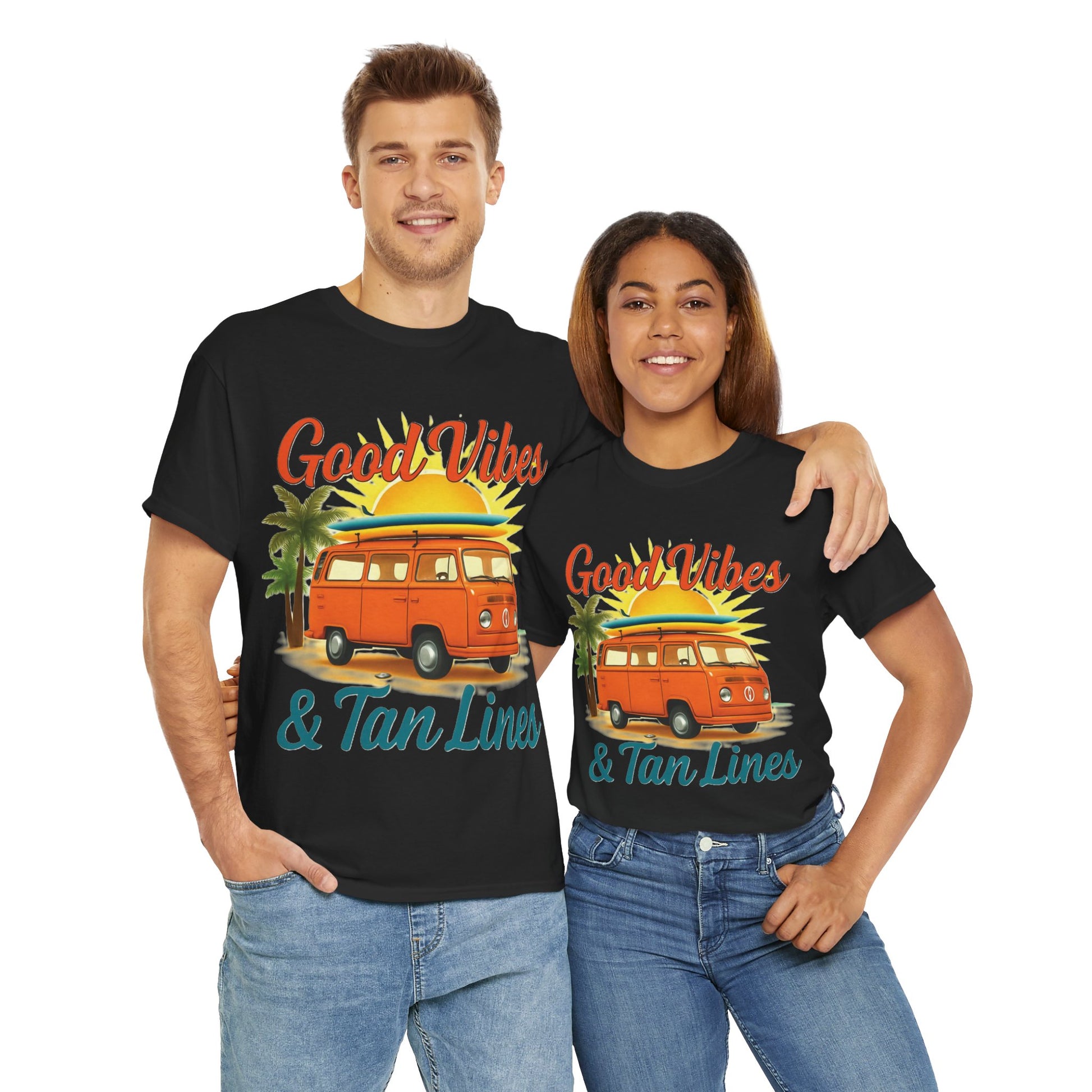 Good Vibes & Tan Lines T-Shirt, Summer Vibe Tee, Beach Lover Gift, Unisex Cotton Shirt, Vacation Style Apparel