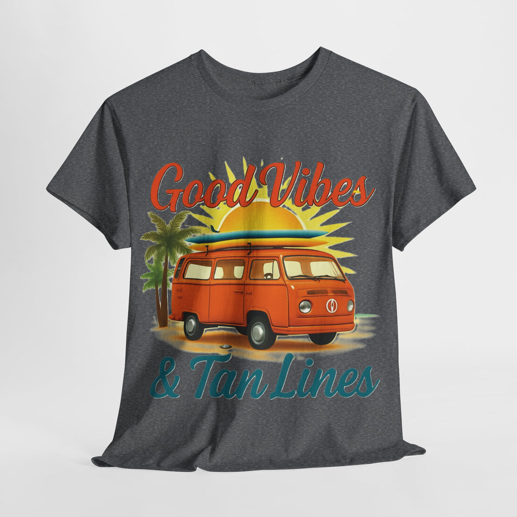 Good Vibes & Tan Lines T-Shirt, Summer Vibe Tee, Beach Lover Gift, Unisex Cotton Shirt, Vacation Style Apparel