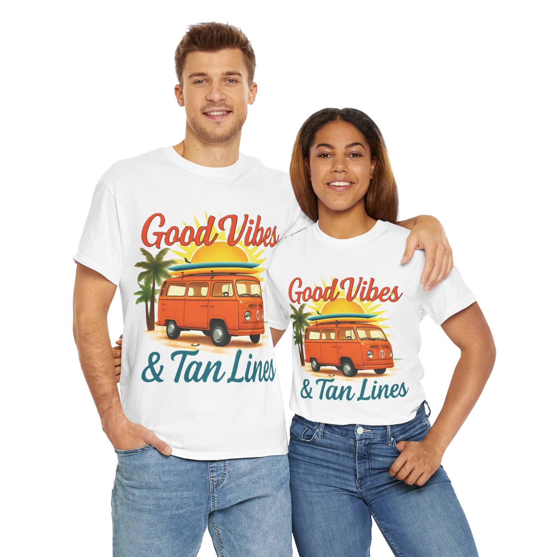 Good Vibes & Tan Lines T-Shirt, Summer Vibe Tee, Beach Lover Gift, Unisex Cotton Shirt, Vacation Style Apparel