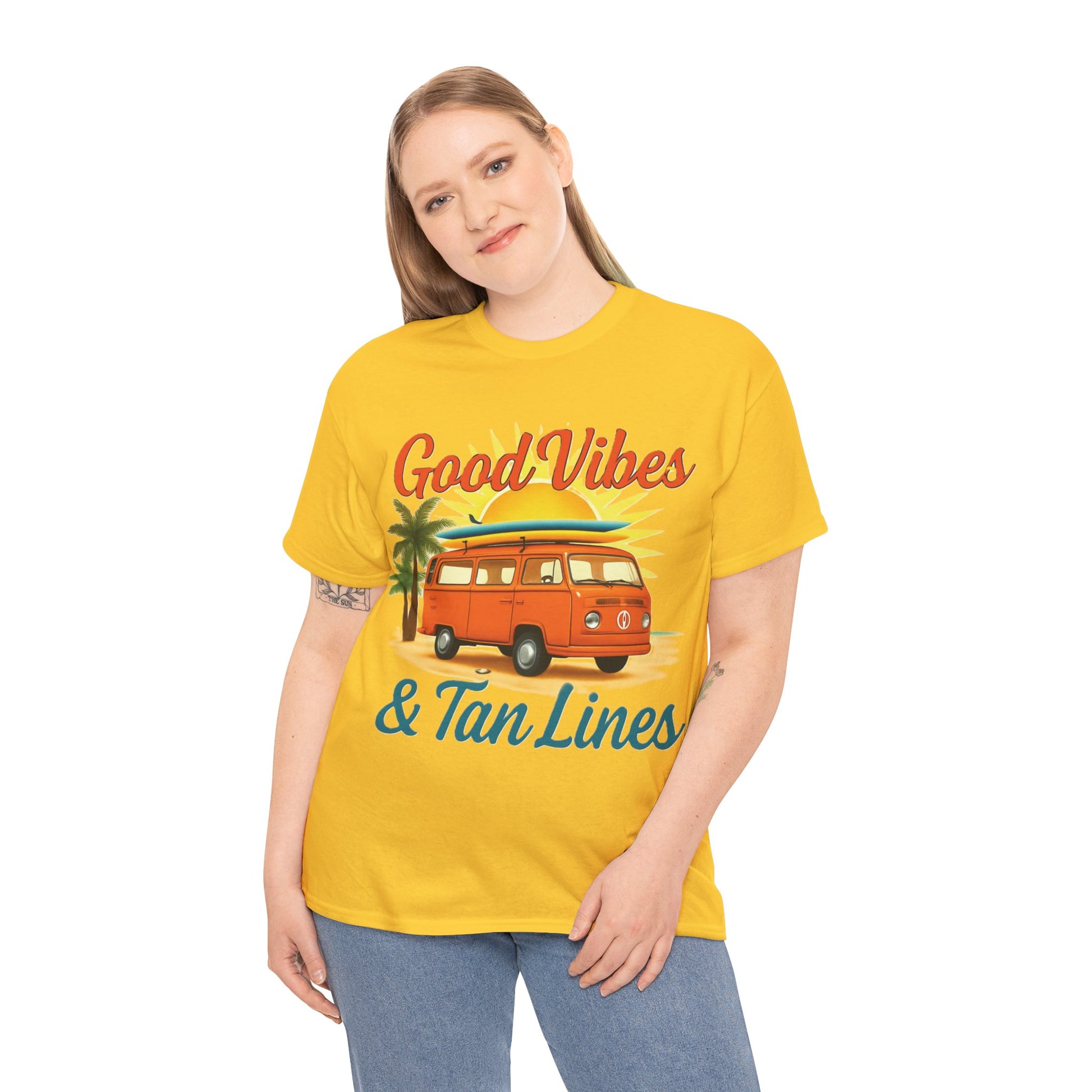 Good Vibes & Tan Lines T-Shirt, Summer Vibe Tee, Beach Lover Gift, Unisex Cotton Shirt, Vacation Style Apparel