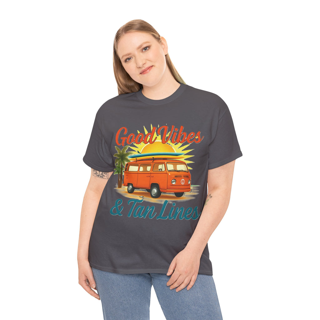 Good Vibes & Tan Lines T-Shirt, Summer Vibe Tee, Beach Lover Gift, Unisex Cotton Shirt, Vacation Style Apparel
