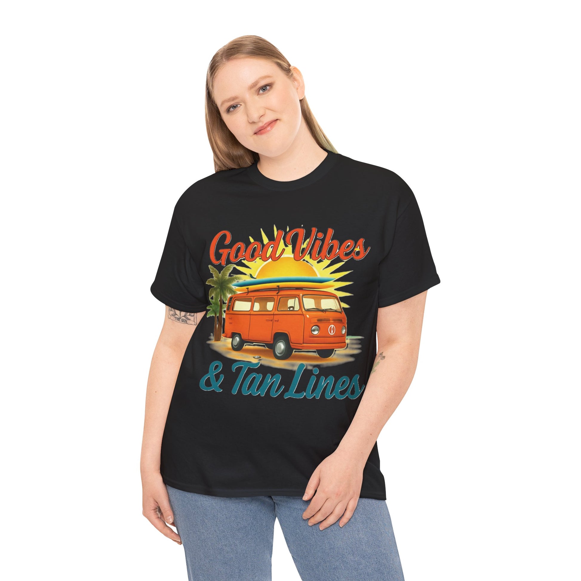 Good Vibes & Tan Lines T-Shirt, Summer Vibe Tee, Beach Lover Gift, Unisex Cotton Shirt, Vacation Style Apparel