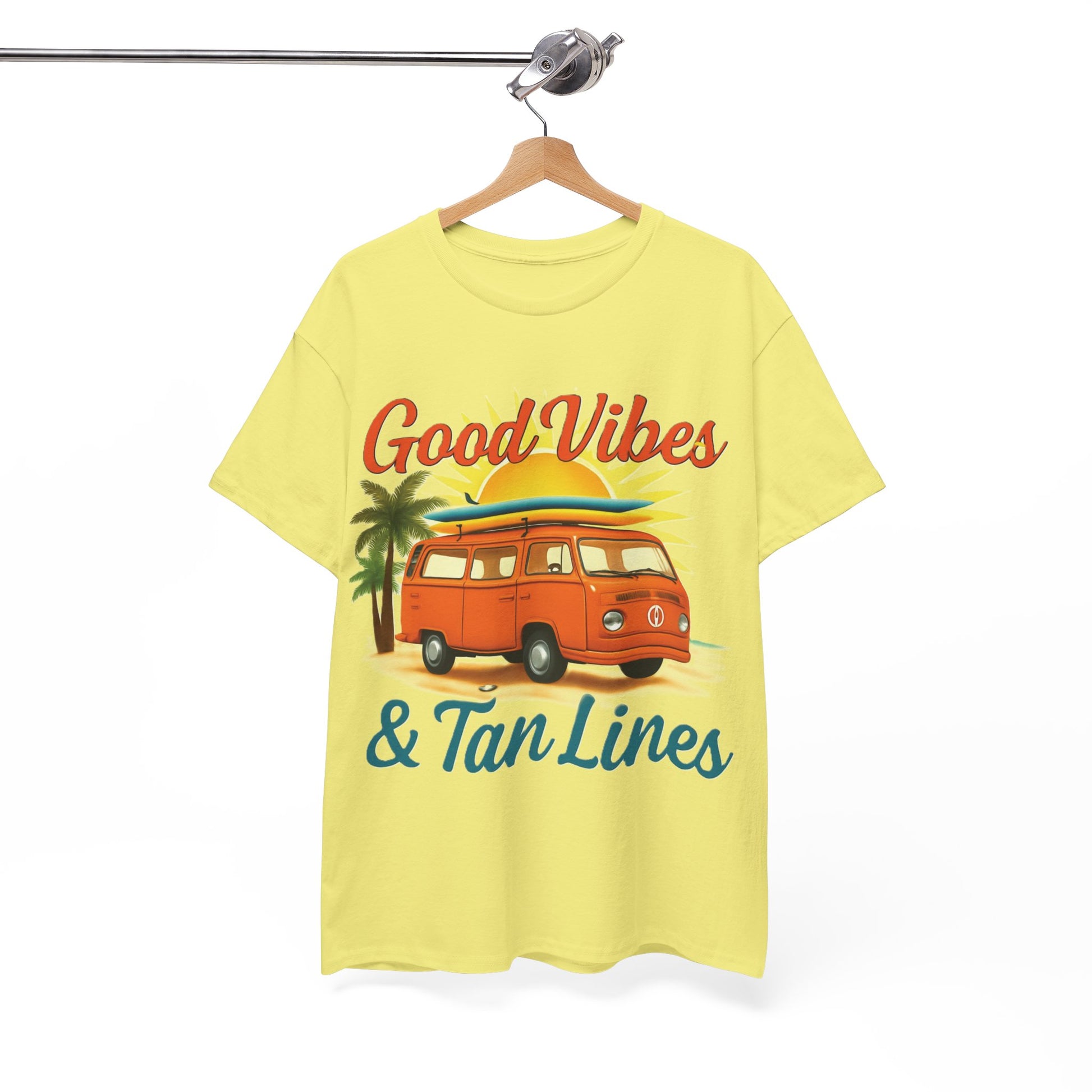 Good Vibes & Tan Lines T-Shirt, Summer Vibe Tee, Beach Lover Gift, Unisex Cotton Shirt, Vacation Style Apparel