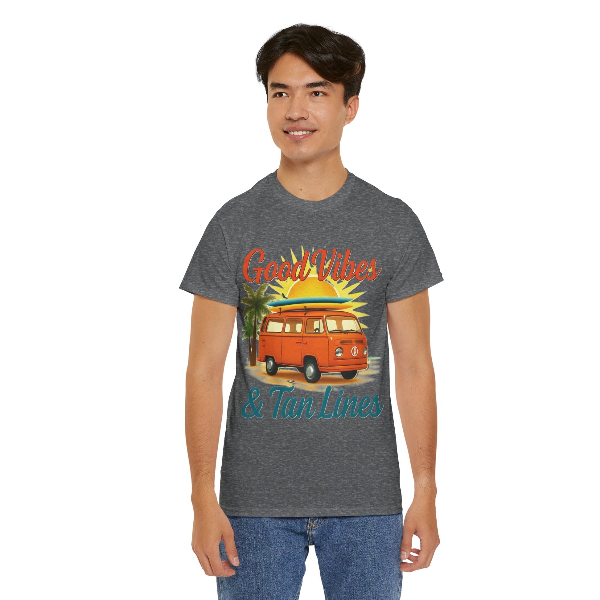 Good Vibes & Tan Lines T-Shirt, Summer Vibe Tee, Beach Lover Gift, Unisex Cotton Shirt, Vacation Style Apparel