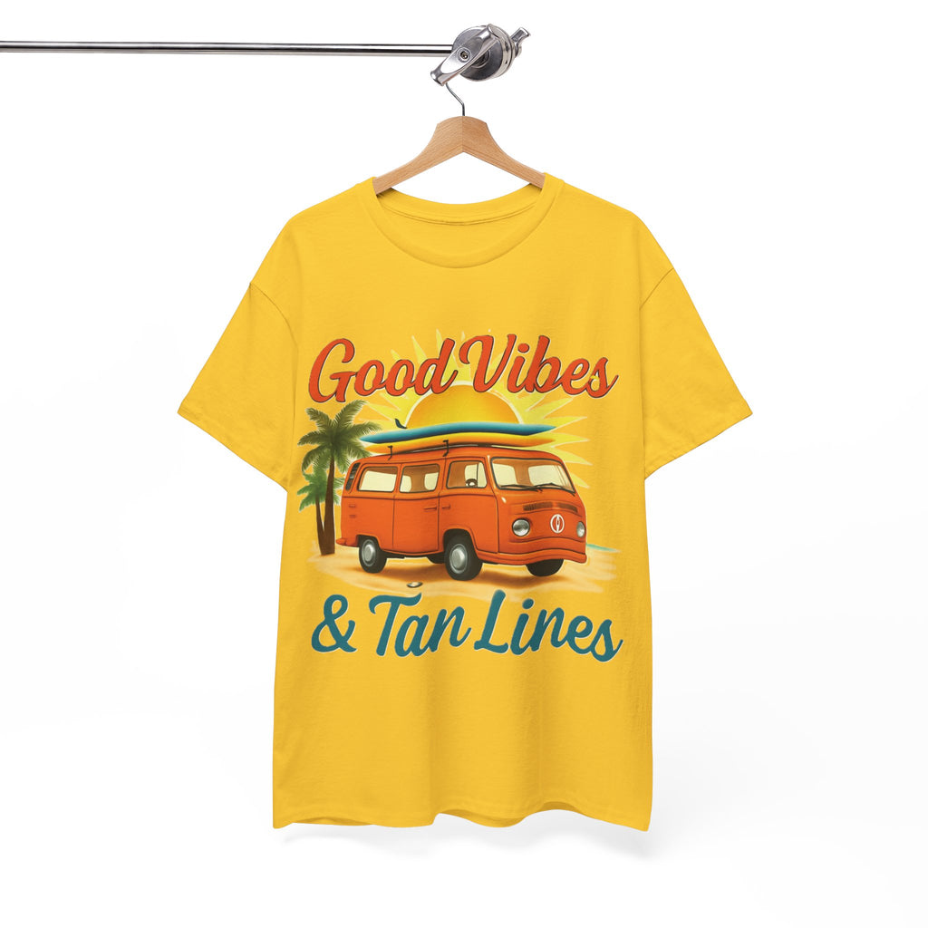Good Vibes & Tan Lines T-Shirt, Summer Vibe Tee, Beach Lover Gift, Unisex Cotton Shirt, Vacation Style Apparel