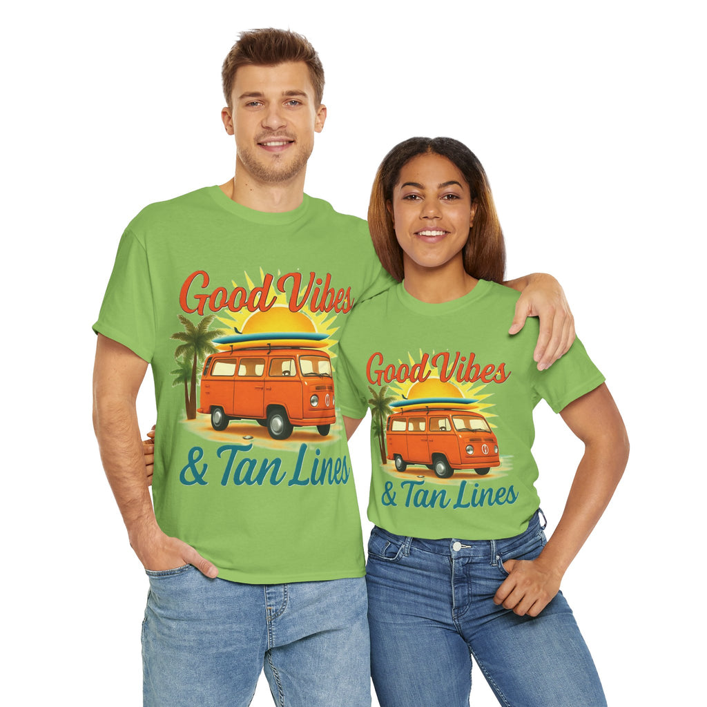 Good Vibes & Tan Lines T-Shirt, Summer Vibe Tee, Beach Lover Gift, Unisex Cotton Shirt, Vacation Style Apparel