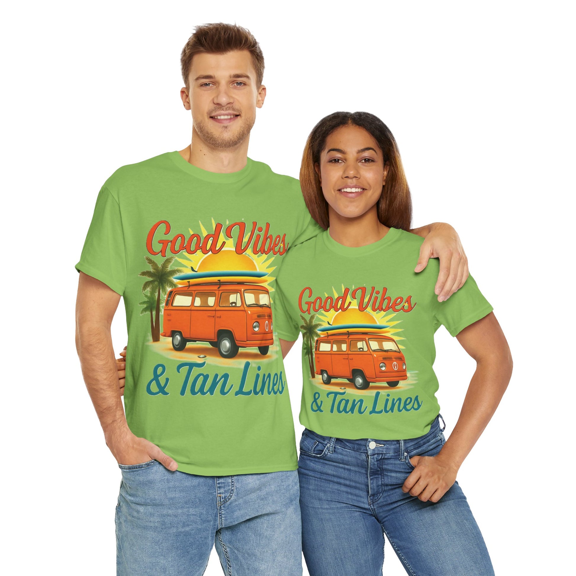 Good Vibes & Tan Lines T-Shirt, Summer Vibe Tee, Beach Lover Gift, Unisex Cotton Shirt, Vacation Style Apparel