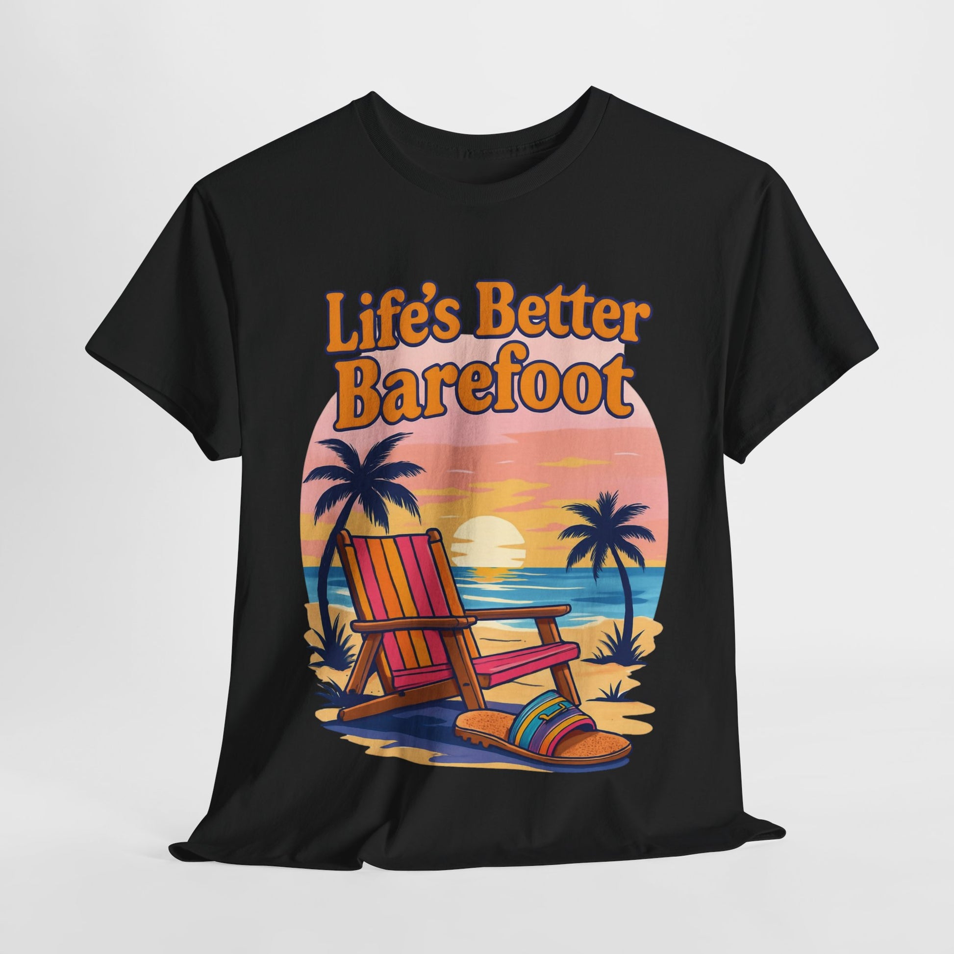 Beach Vibes Tee: "Life's Better Barefoot" Graphic Tee, Summer T-Shirt, Relaxation Apparel, Gift for Beach Lovers, Vacation Wear