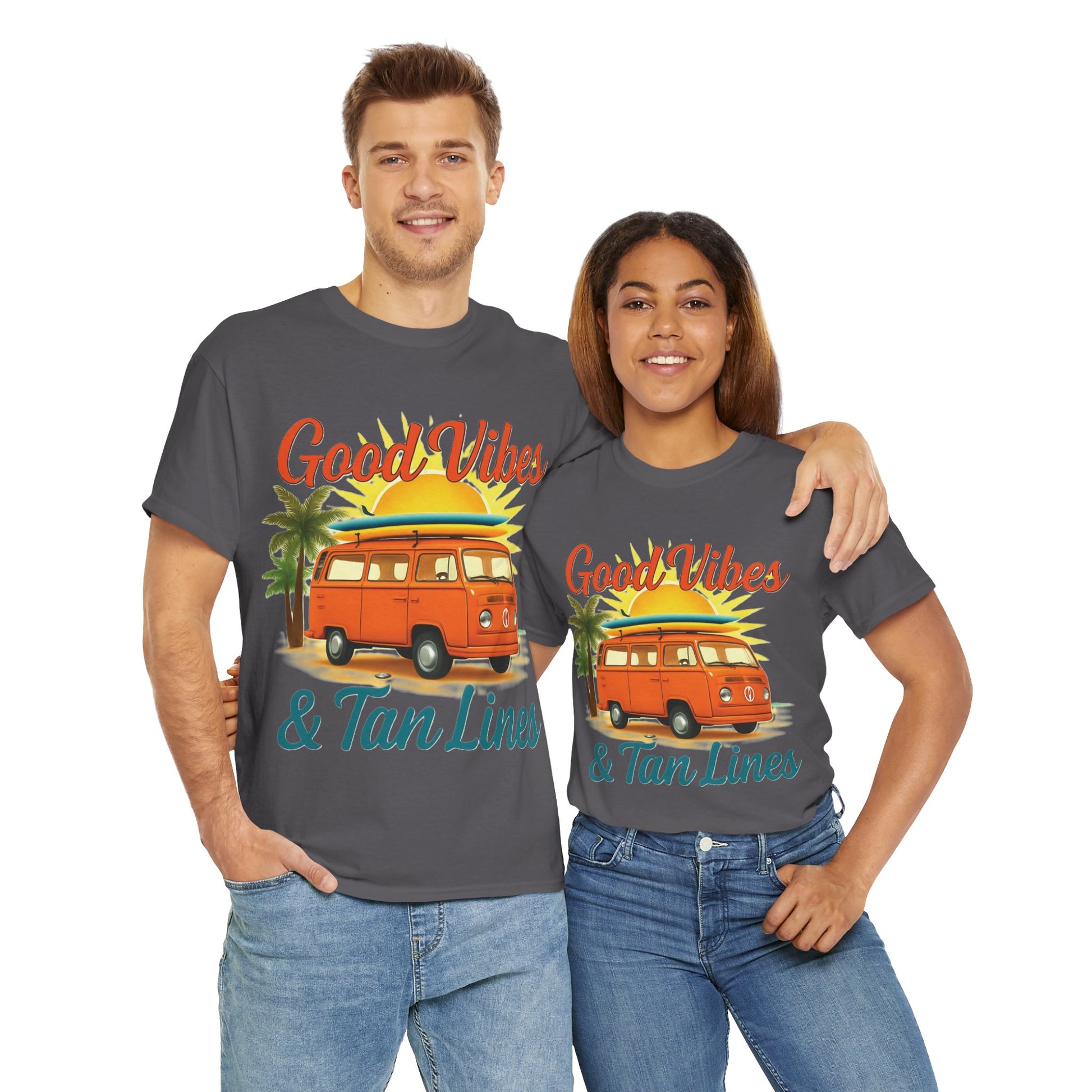 Good Vibes & Tan Lines T-Shirt, Summer Vibe Tee, Beach Lover Gift, Unisex Cotton Shirt, Vacation Style Apparel