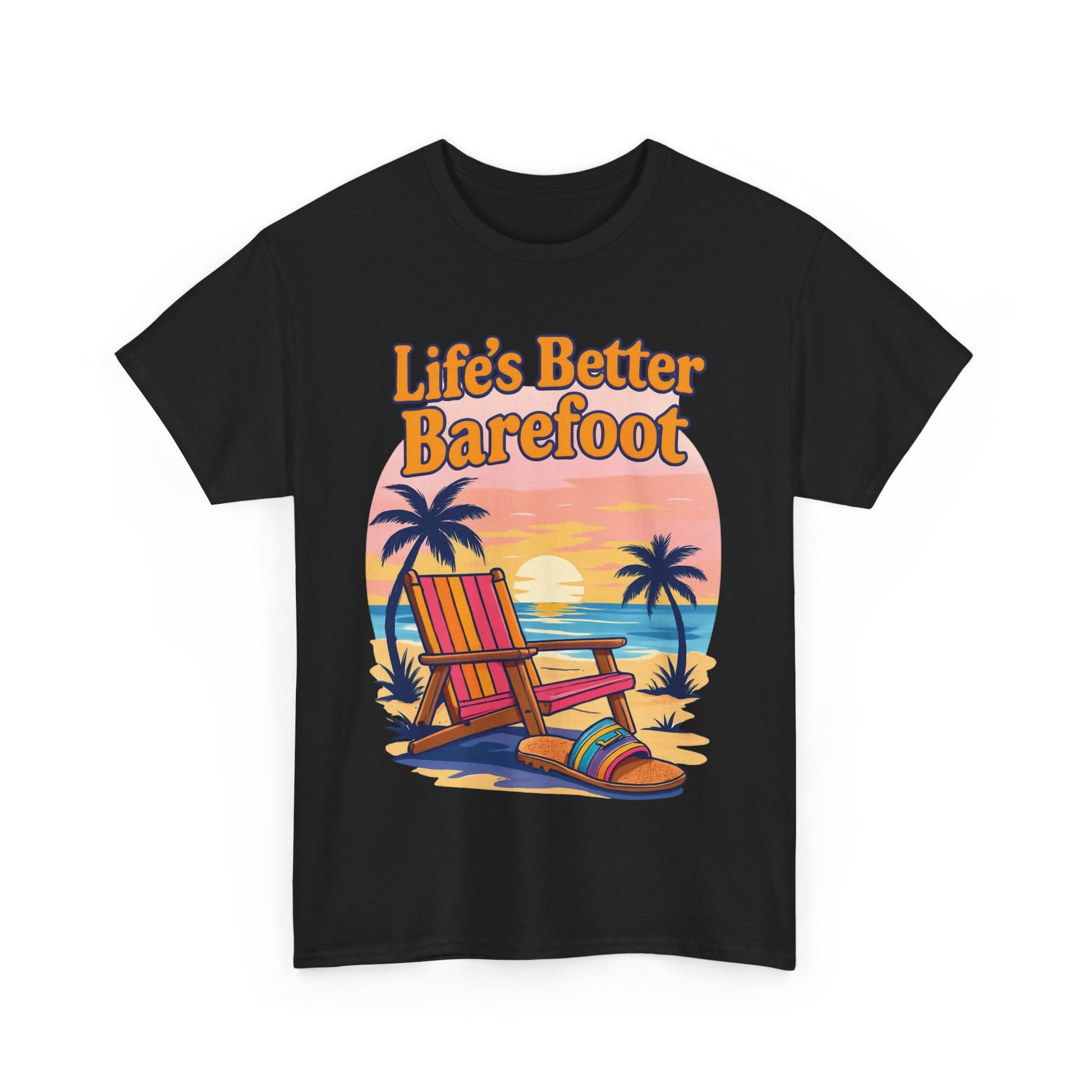 Beach Vibes Tee: "Life's Better Barefoot" Graphic Tee, Summer T-Shirt, Relaxation Apparel, Gift for Beach Lovers, Vacation Wear