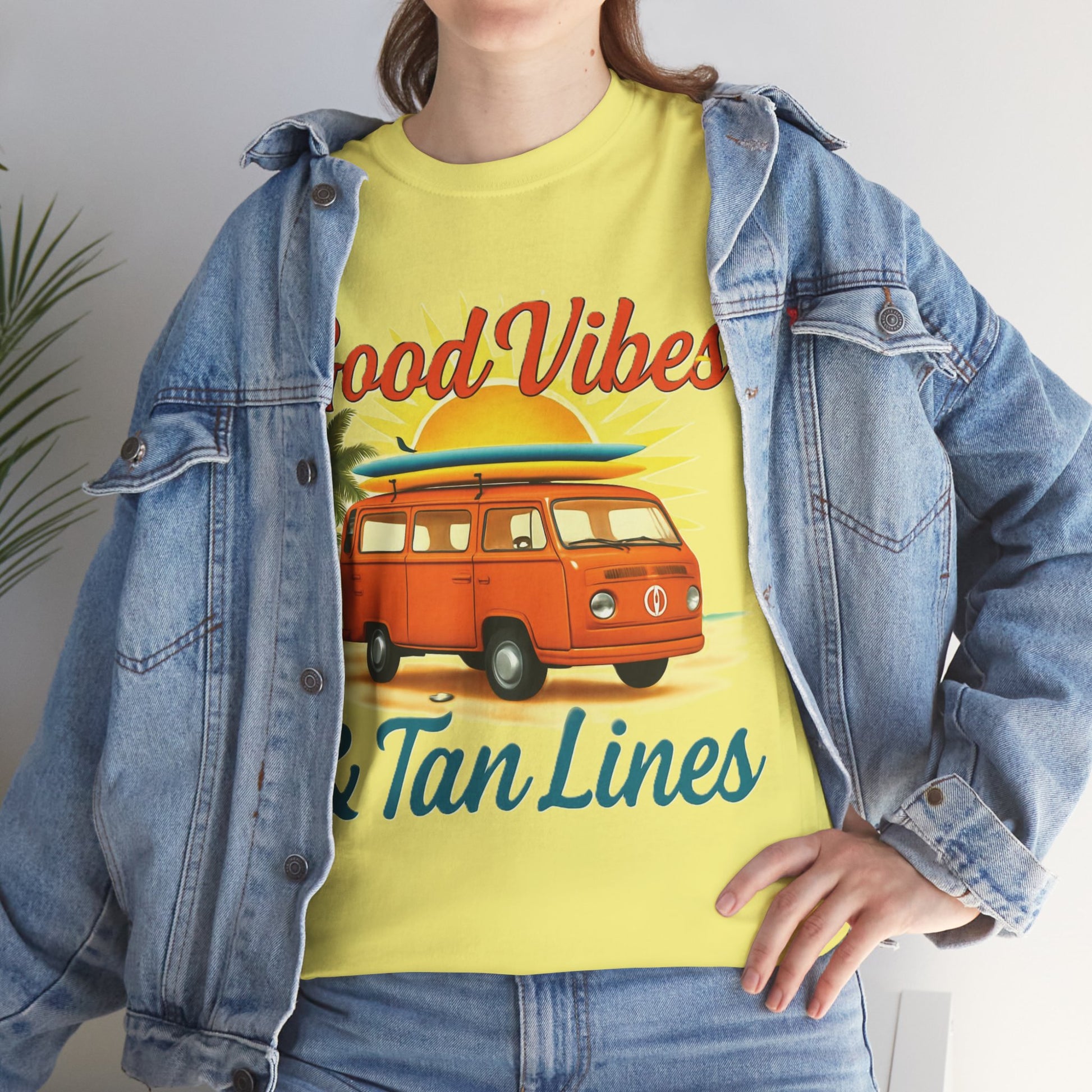 Good Vibes & Tan Lines T-Shirt, Summer Vibe Tee, Beach Lover Gift, Unisex Cotton Shirt, Vacation Style Apparel