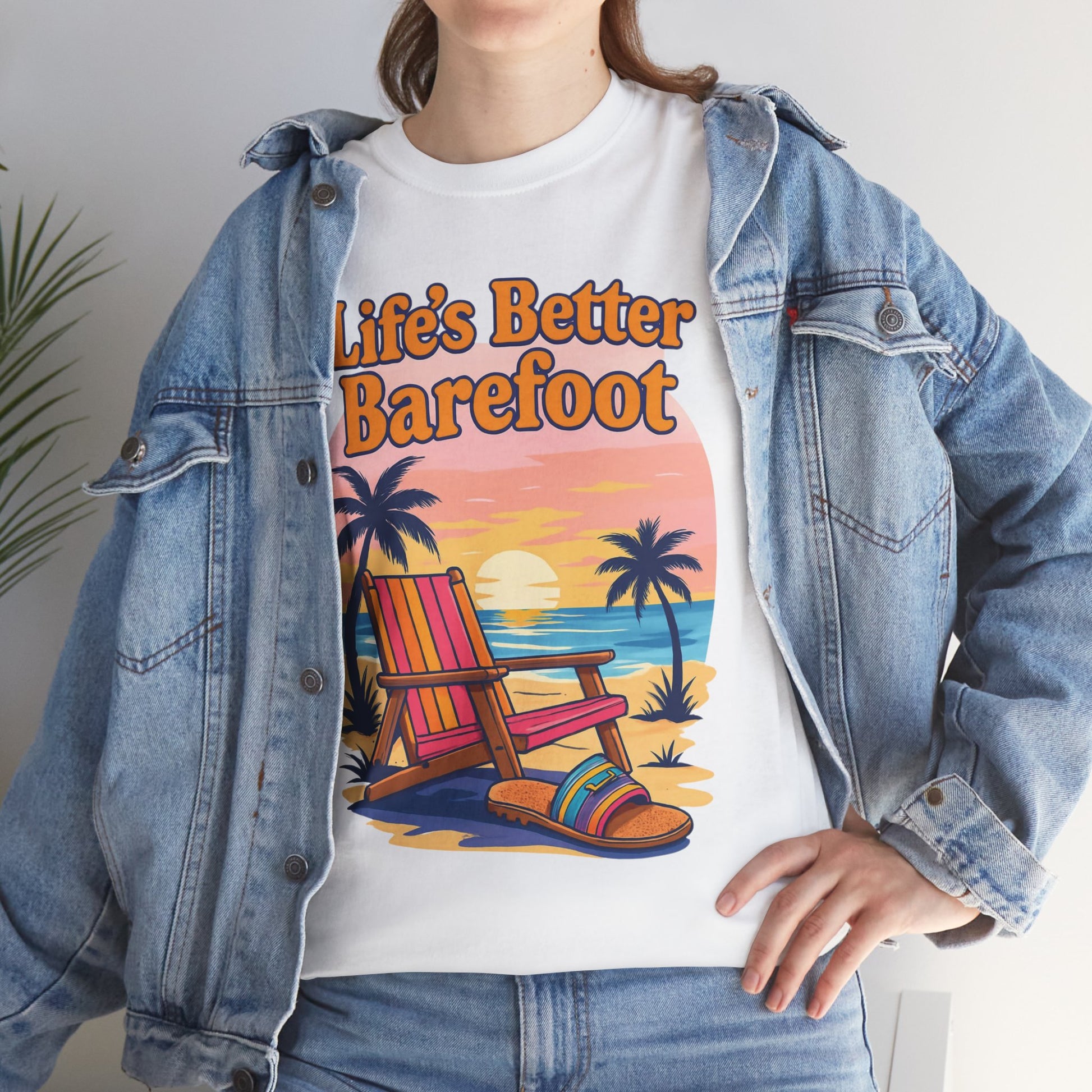 Beach Vibes Tee: "Life's Better Barefoot" Graphic Tee, Summer T-Shirt, Relaxation Apparel, Gift for Beach Lovers, Vacation Wear