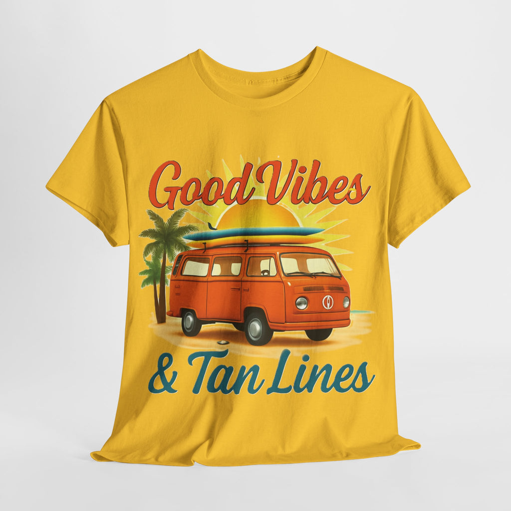 Good Vibes & Tan Lines T-Shirt, Summer Vibe Tee, Beach Lover Gift, Unisex Cotton Shirt, Vacation Style Apparel