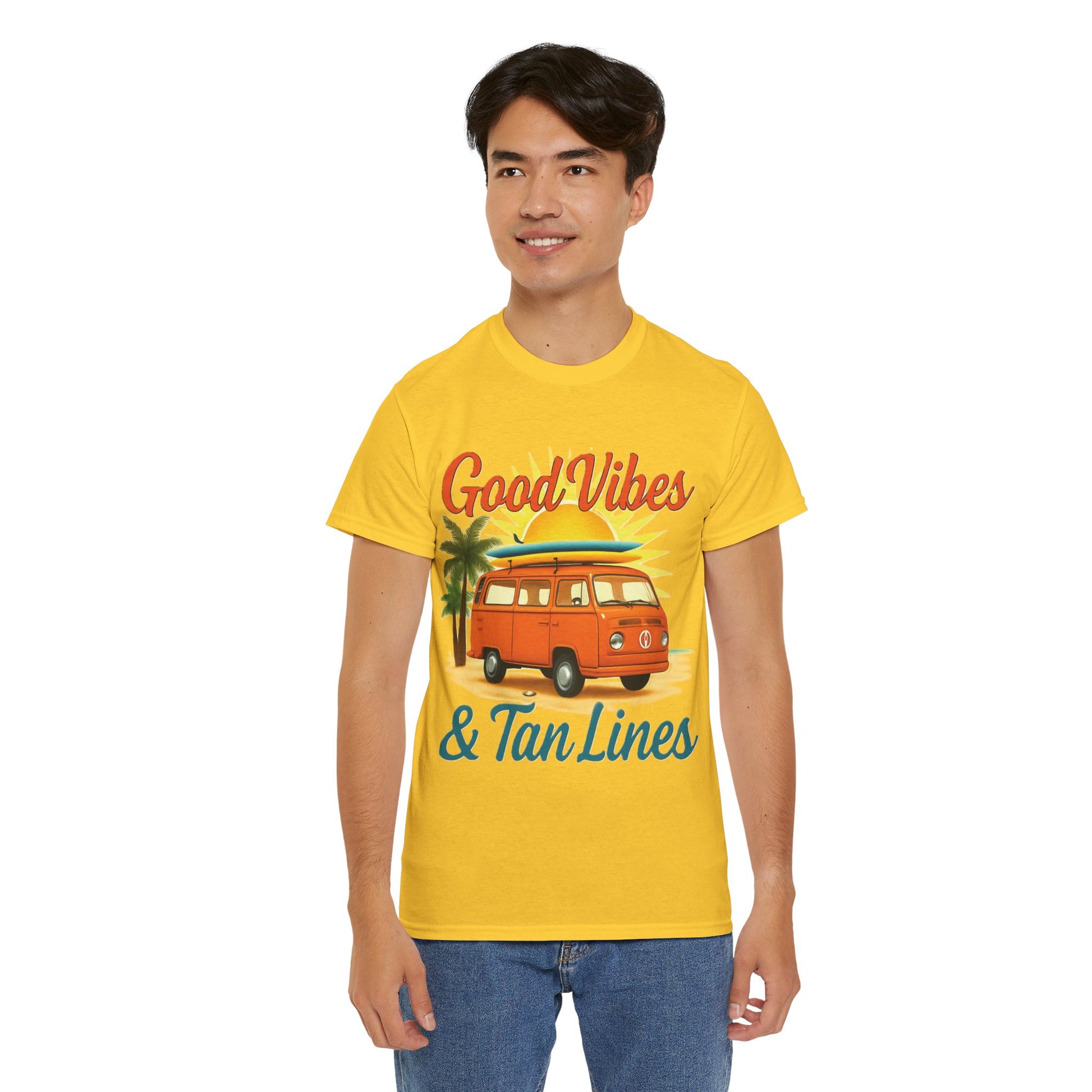 Good Vibes & Tan Lines T-Shirt, Summer Vibe Tee, Beach Lover Gift, Unisex Cotton Shirt, Vacation Style Apparel