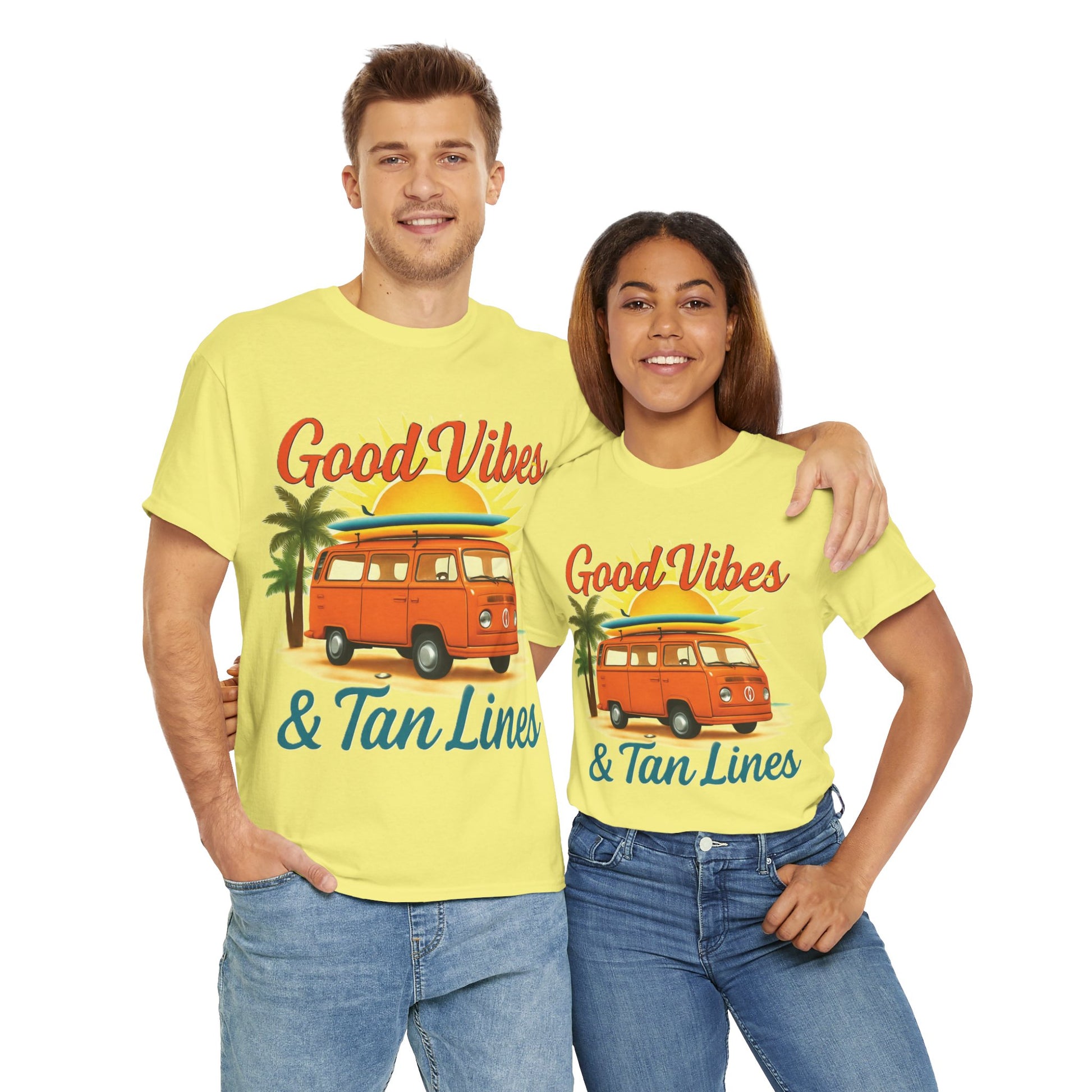 Good Vibes & Tan Lines T-Shirt, Summer Vibe Tee, Beach Lover Gift, Unisex Cotton Shirt, Vacation Style Apparel