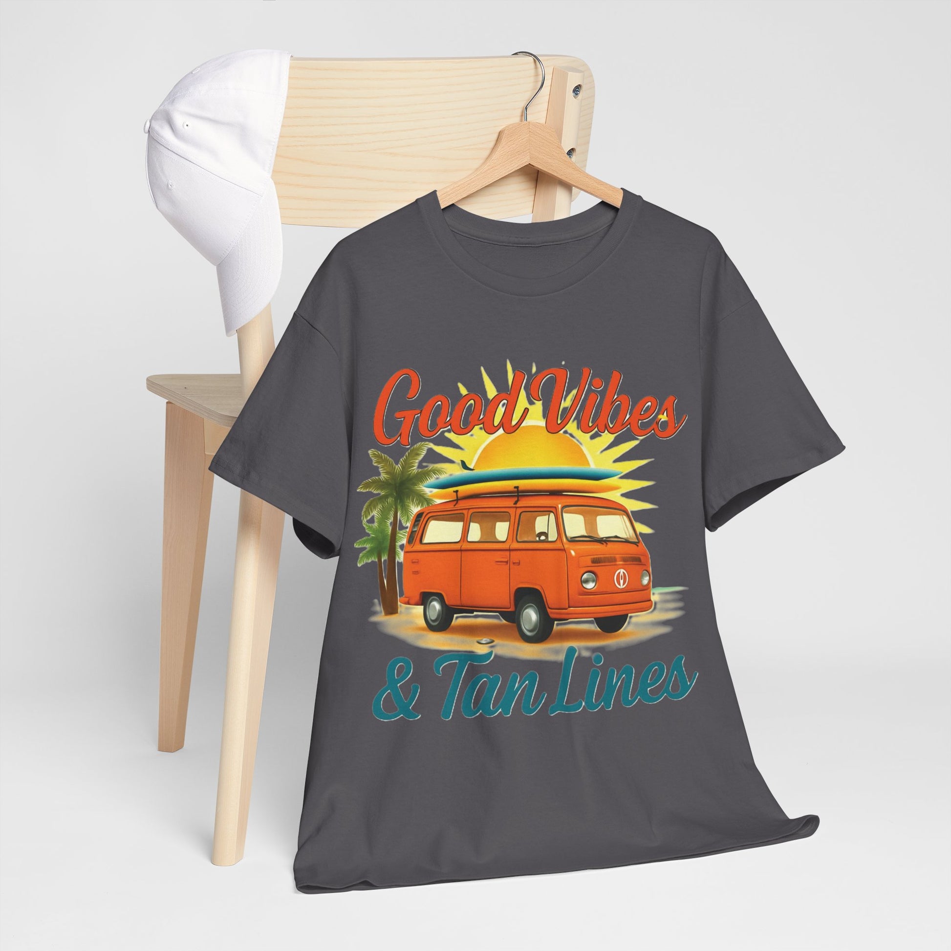 Good Vibes & Tan Lines T-Shirt, Summer Vibe Tee, Beach Lover Gift, Unisex Cotton Shirt, Vacation Style Apparel
