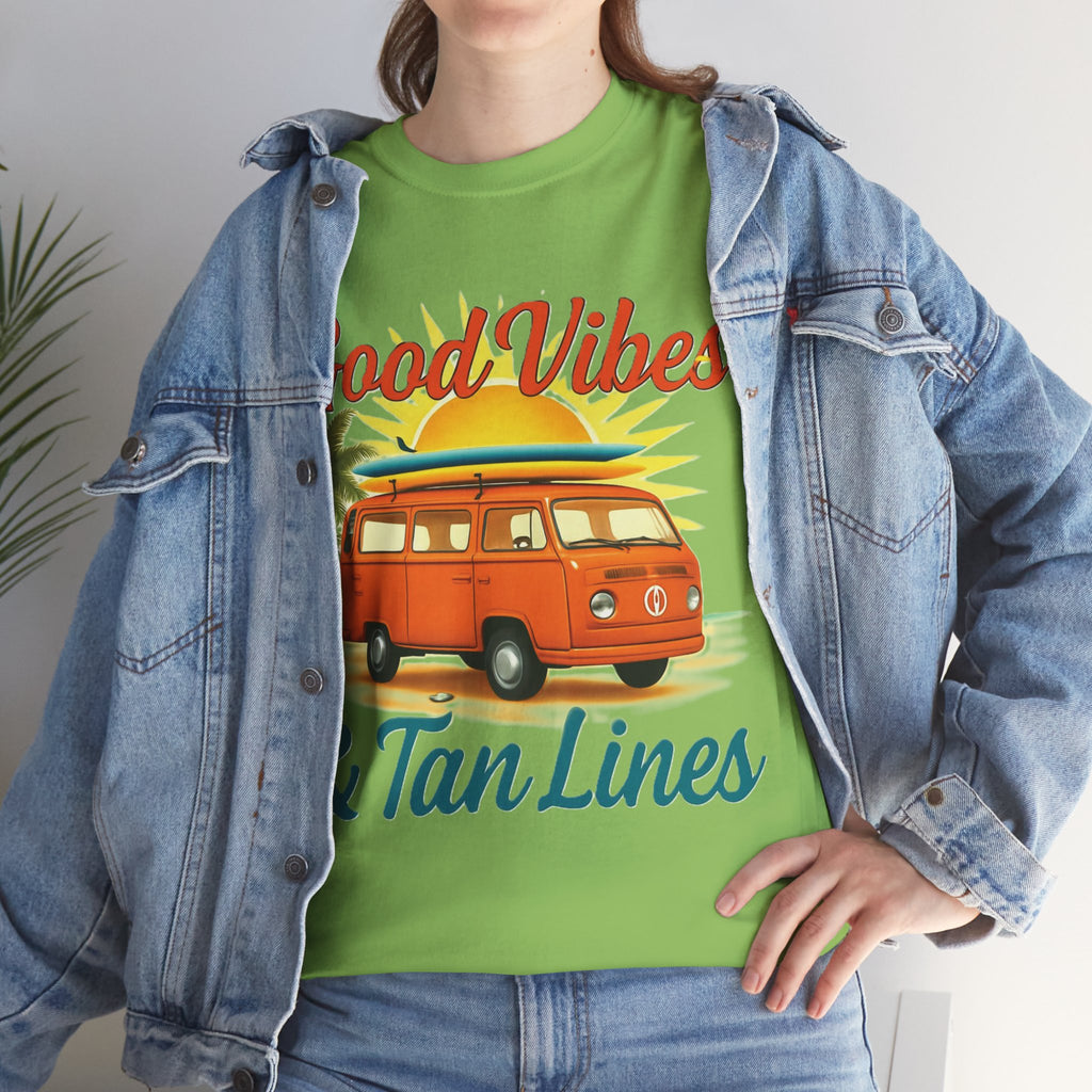 Good Vibes & Tan Lines T-Shirt, Summer Vibe Tee, Beach Lover Gift, Unisex Cotton Shirt, Vacation Style Apparel