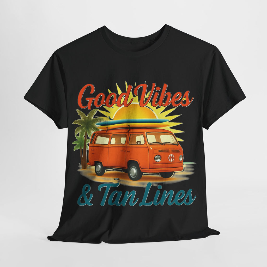 Good Vibes & Tan Lines T-Shirt, Summer Vibe Tee, Beach Lover Gift, Unisex Cotton Shirt, Vacation Style Apparel