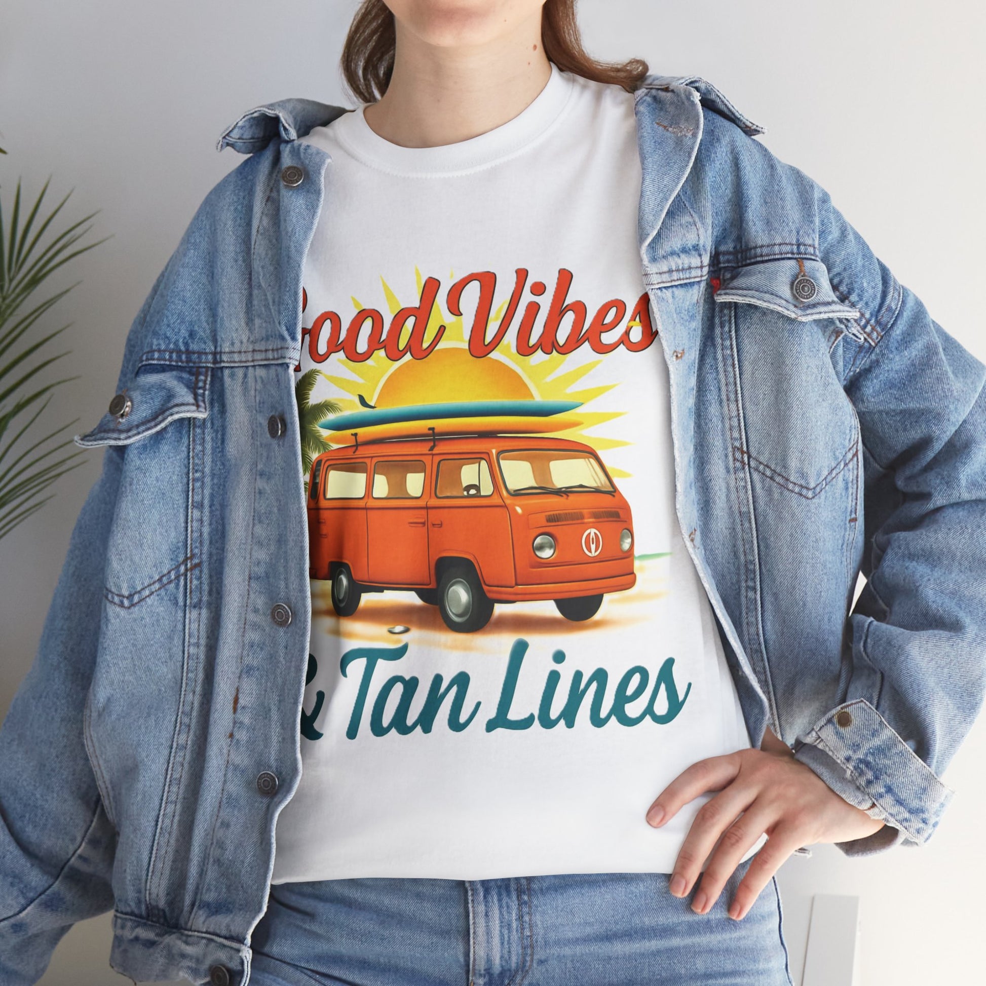 Good Vibes & Tan Lines T-Shirt, Summer Vibe Tee, Beach Lover Gift, Unisex Cotton Shirt, Vacation Style Apparel