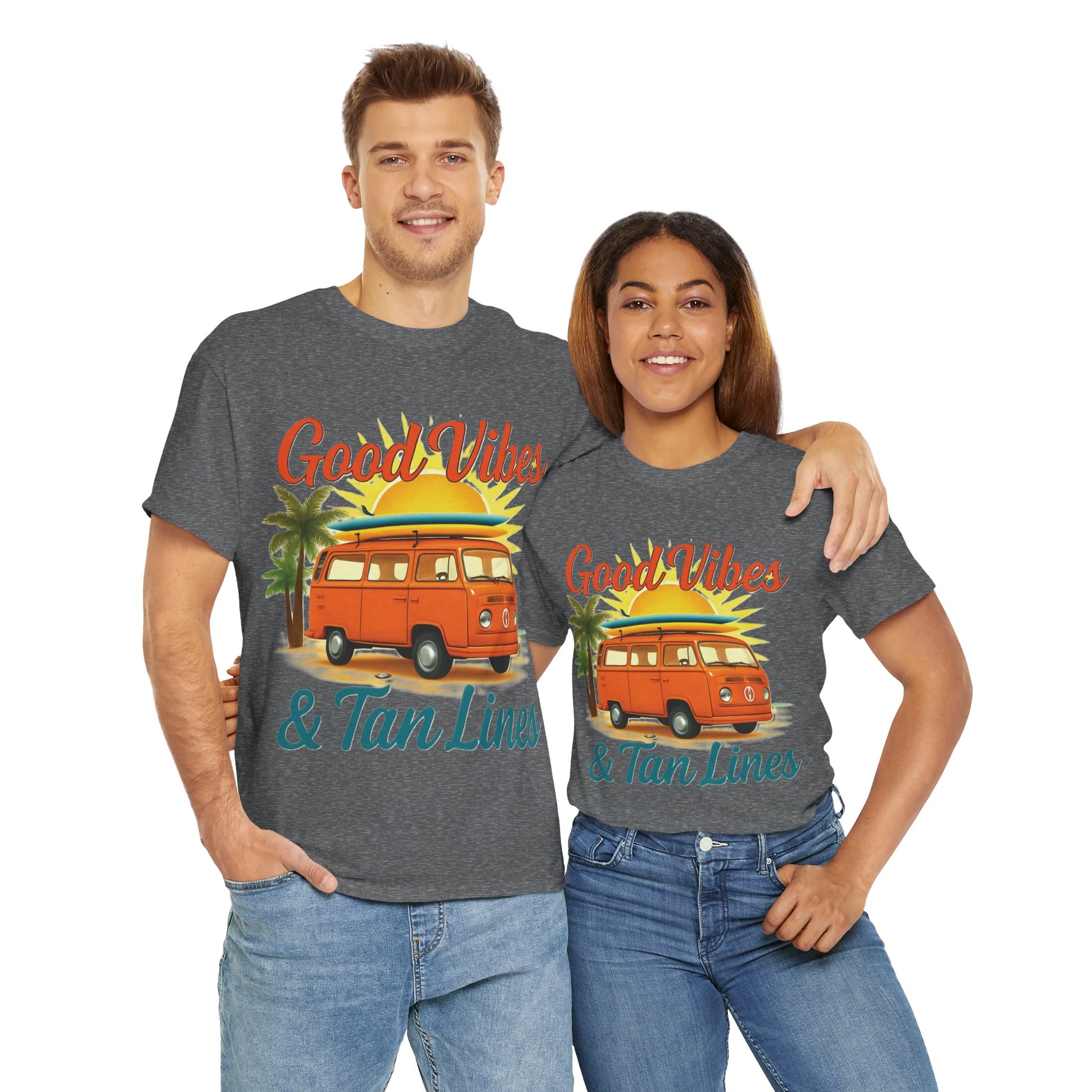 Good Vibes & Tan Lines T-Shirt, Summer Vibe Tee, Beach Lover Gift, Unisex Cotton Shirt, Vacation Style Apparel