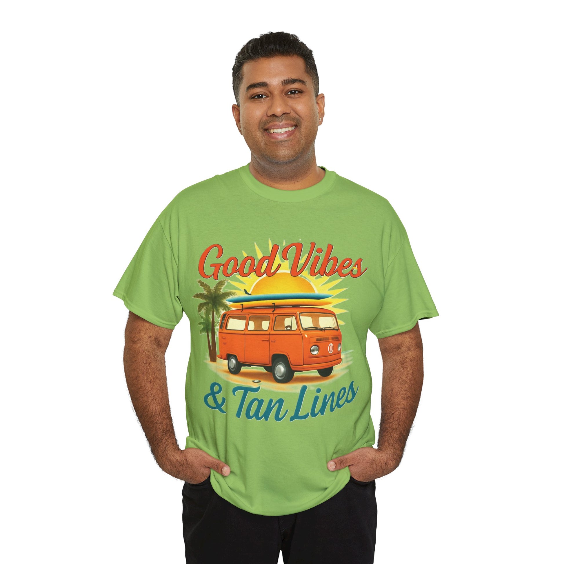 Good Vibes & Tan Lines T-Shirt, Summer Vibe Tee, Beach Lover Gift, Unisex Cotton Shirt, Vacation Style Apparel