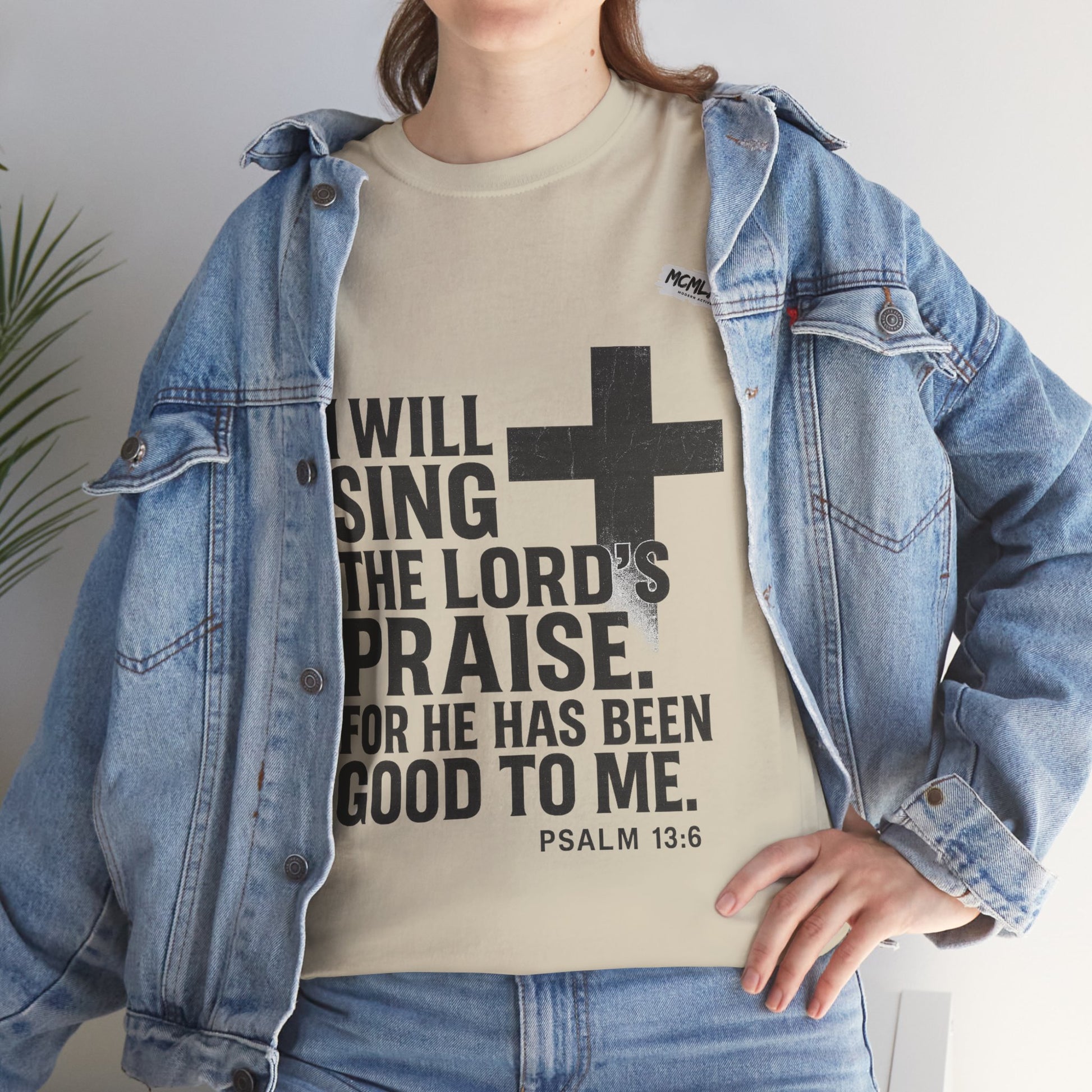 Jesus, Psalm 13:6 Bold Faith Christian T-Shirt – “I Will Sing the Lord’s Praise” Distressed Cross Streetwear Tee, Christian Inspirational Unisex Heavy Cotton Tee - Faith Apparel, Bible Verse Shirt, Gift for Believers, Praise Wear, Spiritual Tees