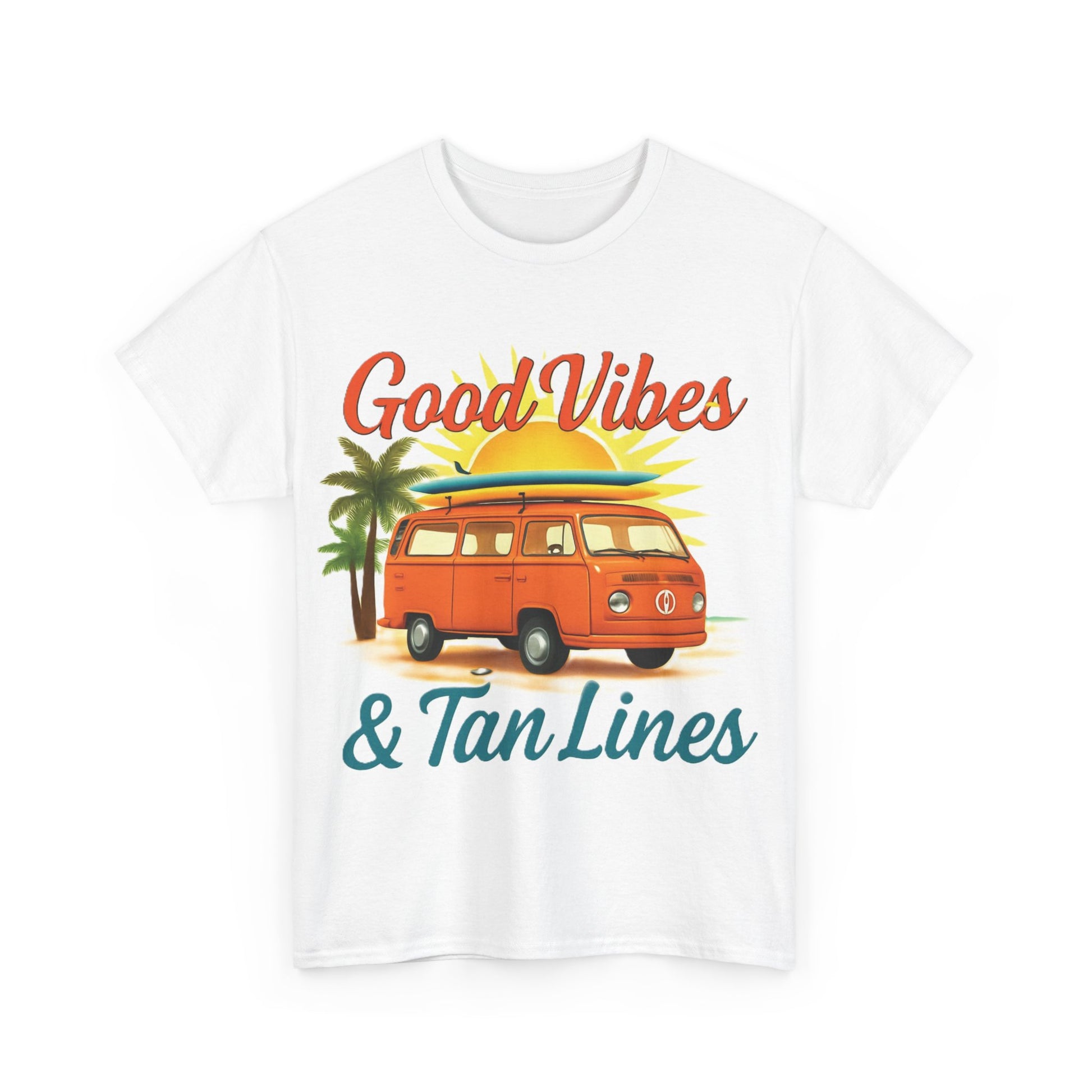 Good Vibes & Tan Lines T-Shirt, Summer Vibe Tee, Beach Lover Gift, Unisex Cotton Shirt, Vacation Style Apparel