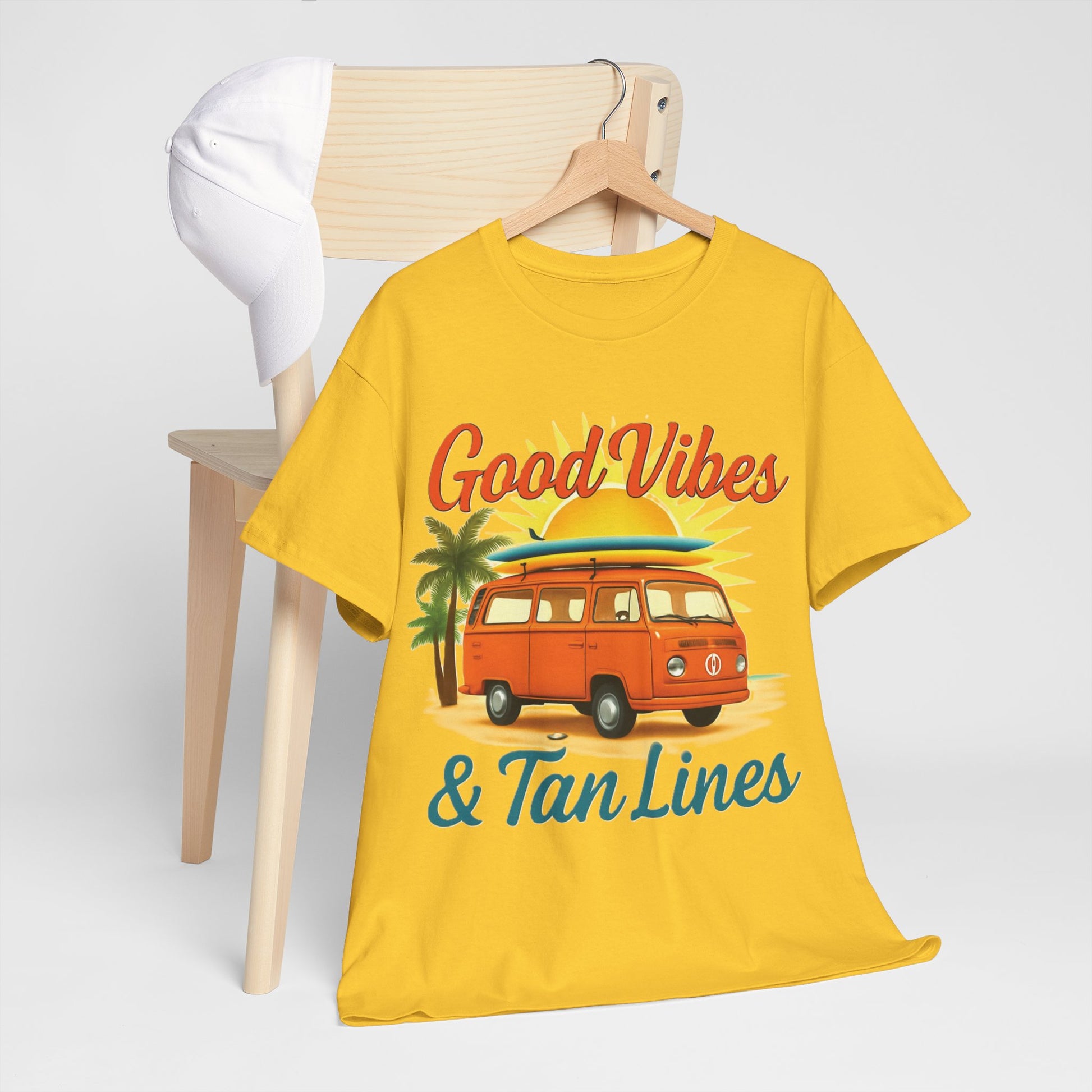 Good Vibes & Tan Lines T-Shirt, Summer Vibe Tee, Beach Lover Gift, Unisex Cotton Shirt, Vacation Style Apparel