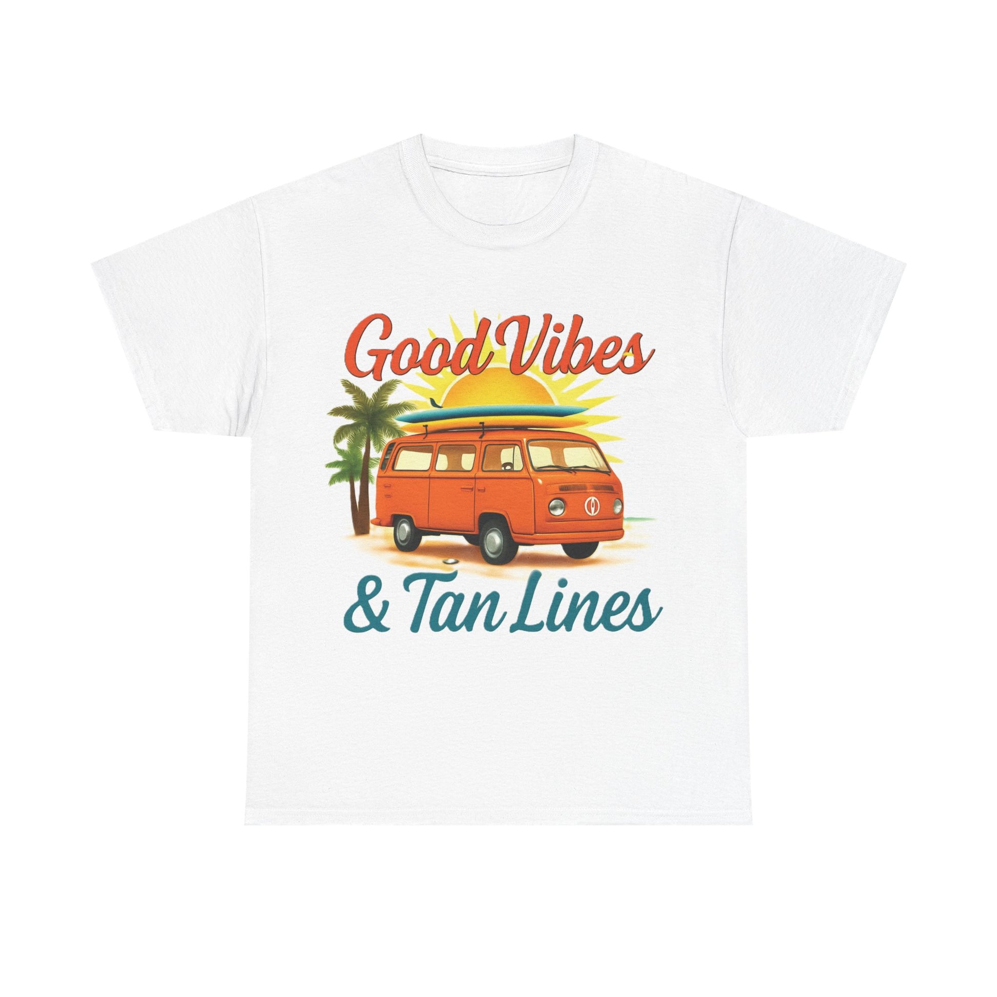 Good Vibes & Tan Lines T-Shirt, Summer Vibe Tee, Beach Lover Gift, Unisex Cotton Shirt, Vacation Style Apparel