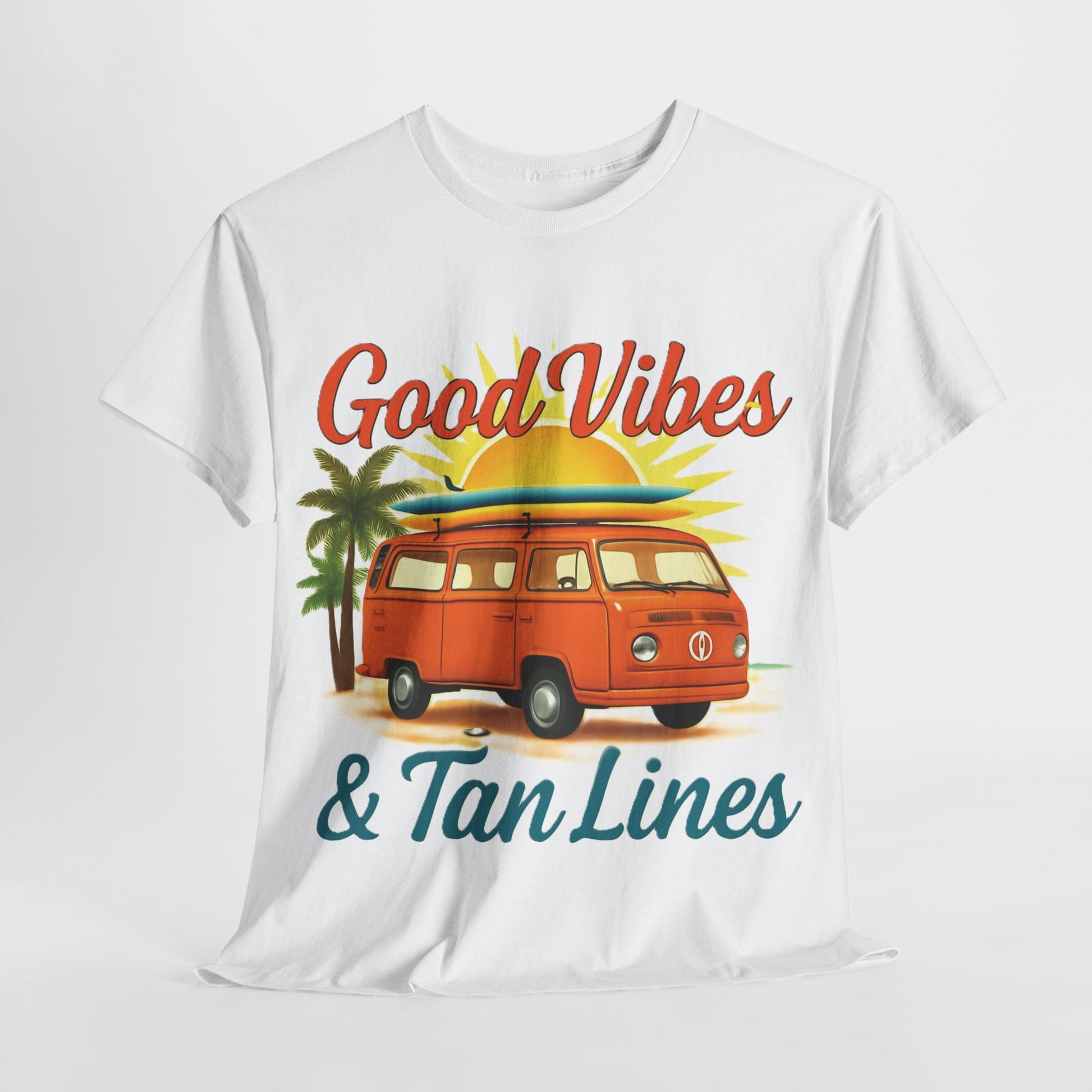 Good Vibes & Tan Lines T-Shirt, Summer Vibe Tee, Beach Lover Gift, Unisex Cotton Shirt, Vacation Style Apparel