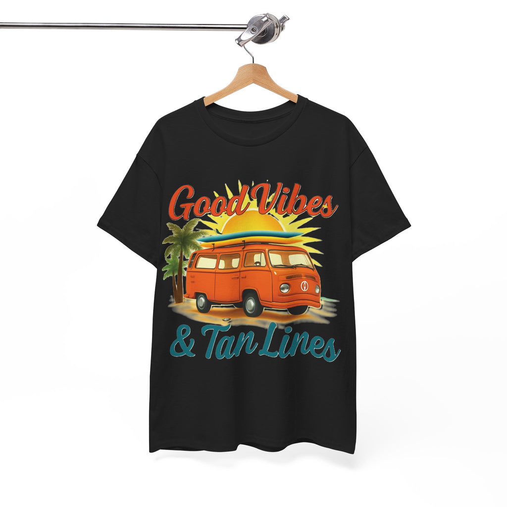 Good Vibes & Tan Lines T-Shirt, Summer Vibe Tee, Beach Lover Gift, Unisex Cotton Shirt, Vacation Style Apparel