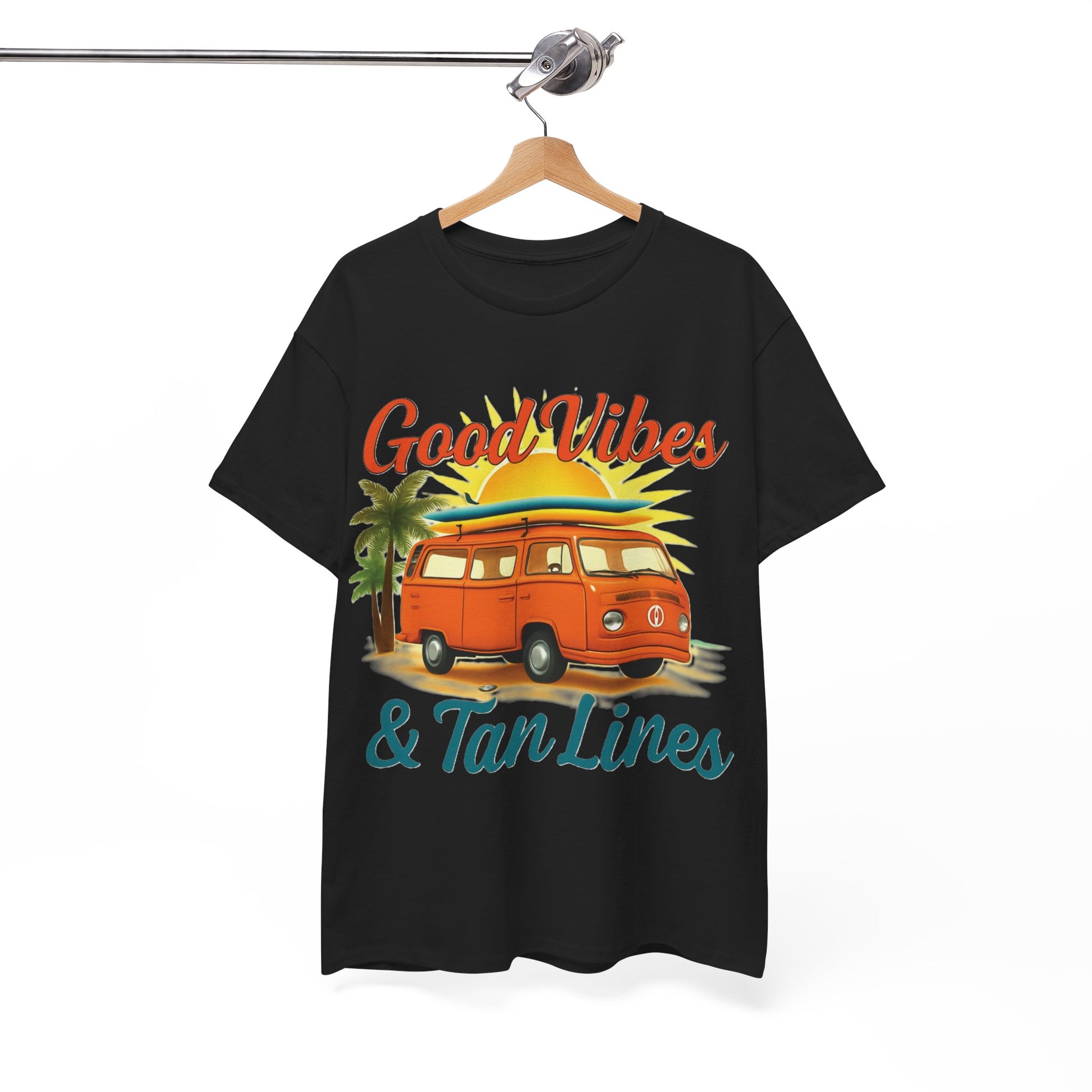 Good Vibes & Tan Lines T-Shirt, Summer Vibe Tee, Beach Lover Gift, Unisex Cotton Shirt, Vacation Style Apparel