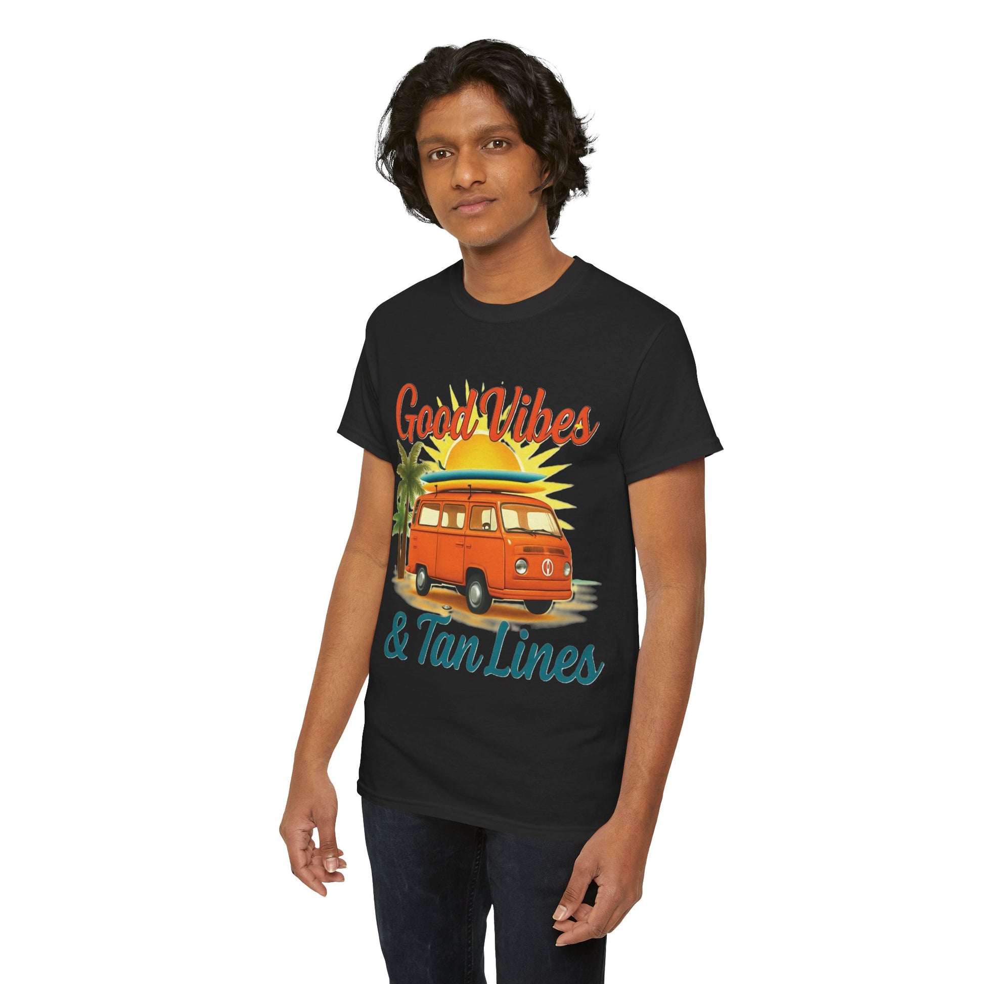 Good Vibes & Tan Lines T-Shirt, Summer Vibe Tee, Beach Lover Gift, Unisex Cotton Shirt, Vacation Style Apparel
