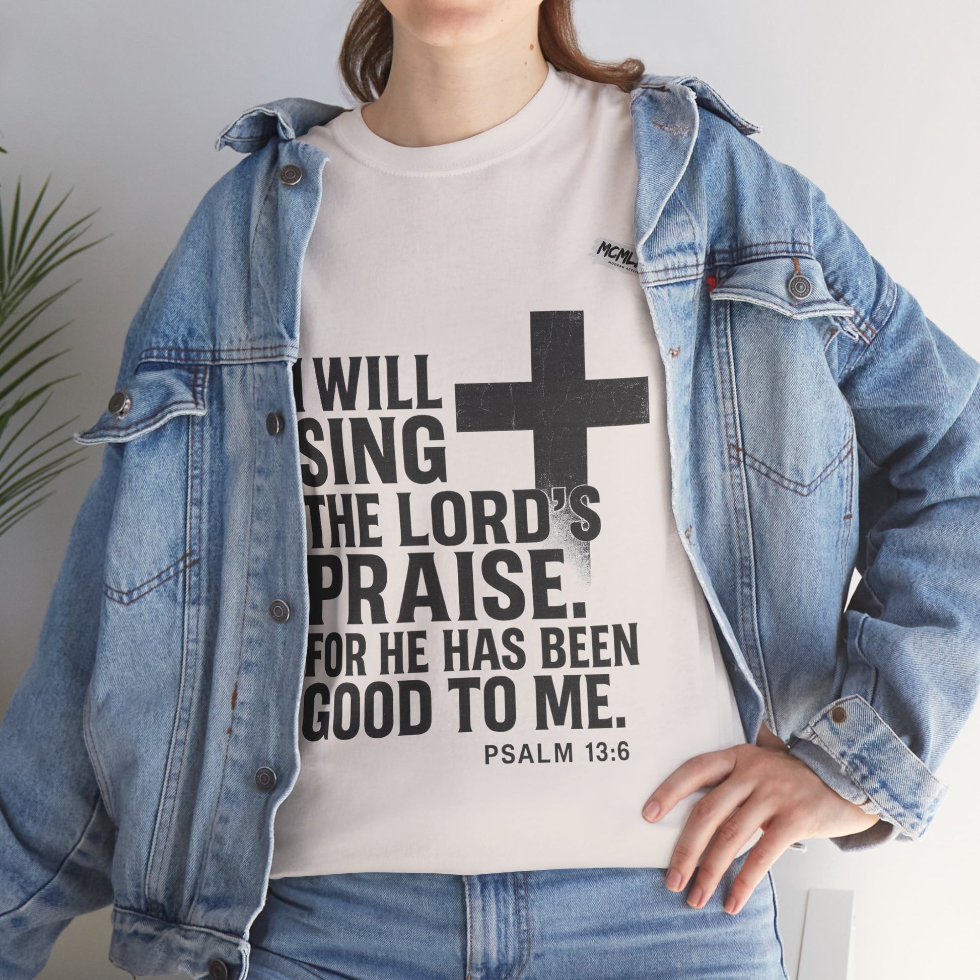 Jesus, Psalm 13:6 Bold Faith Christian T-Shirt – “I Will Sing the Lord’s Praise” Distressed Cross Streetwear Tee, Christian Inspirational Unisex Heavy Cotton Tee - Faith Apparel, Bible Verse Shirt, Gift for Believers, Praise Wear, Spiritual Tees