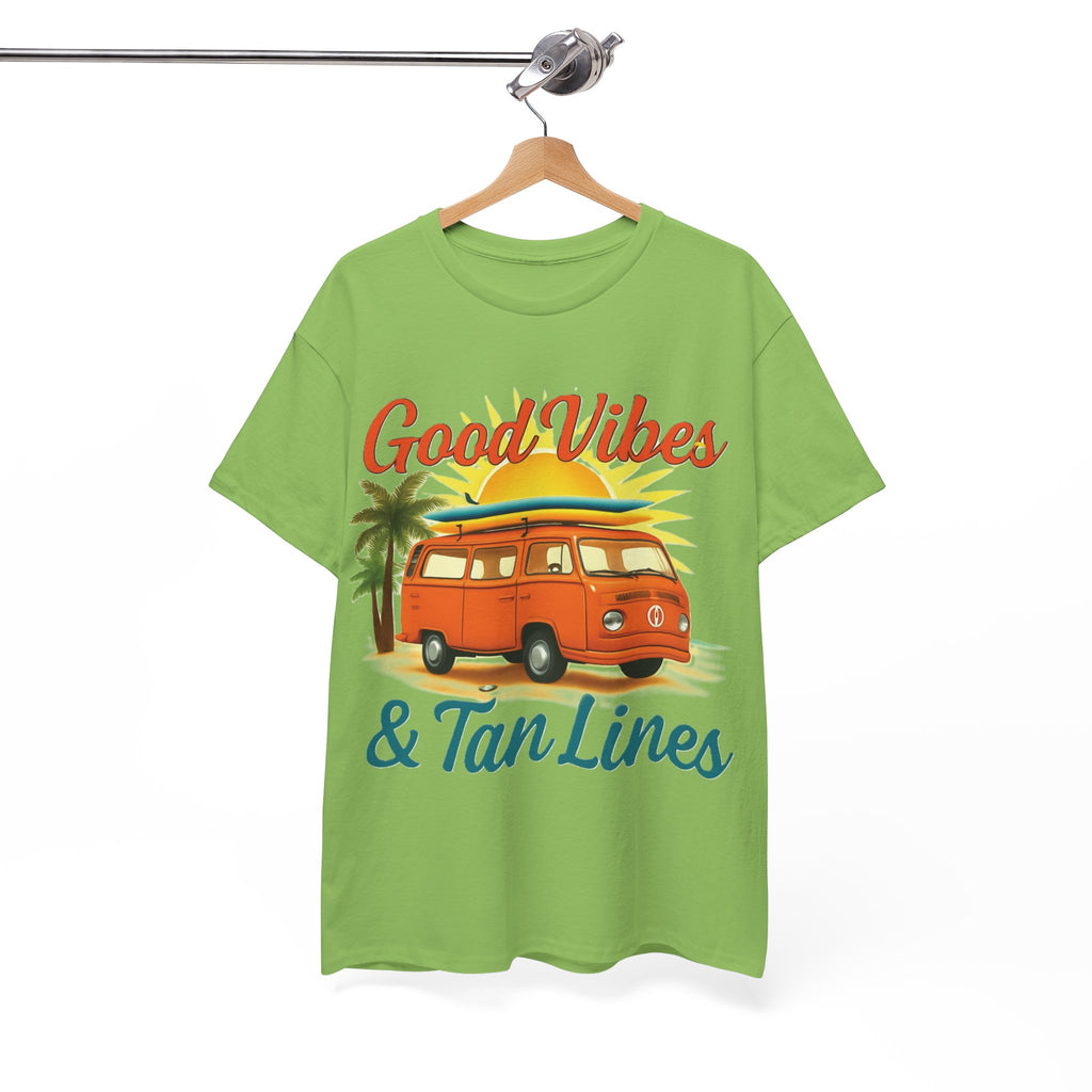 Good Vibes & Tan Lines T-Shirt, Summer Vibe Tee, Beach Lover Gift, Unisex Cotton Shirt, Vacation Style Apparel