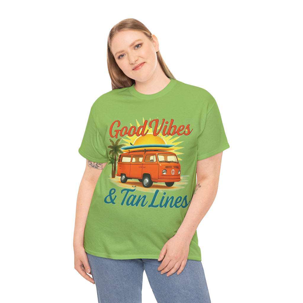 Good Vibes & Tan Lines T-Shirt, Summer Vibe Tee, Beach Lover Gift, Unisex Cotton Shirt, Vacation Style Apparel