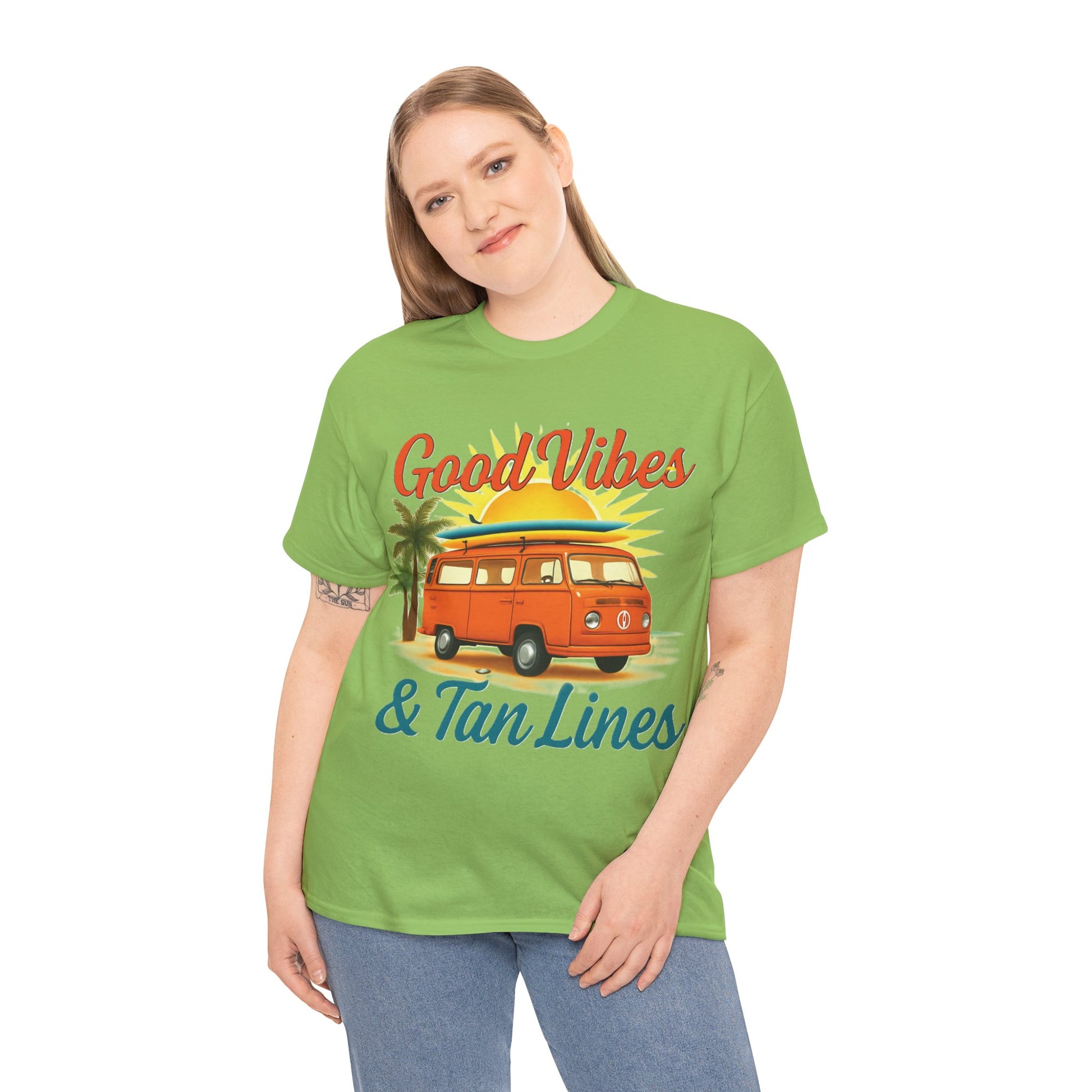 Good Vibes & Tan Lines T-Shirt, Summer Vibe Tee, Beach Lover Gift, Unisex Cotton Shirt, Vacation Style Apparel