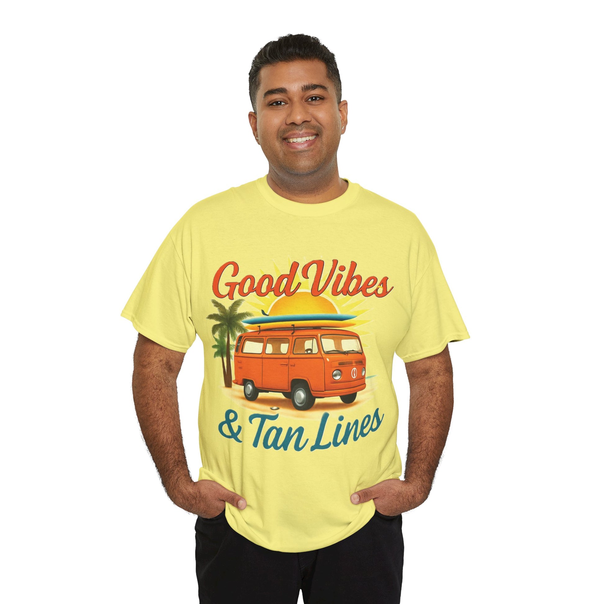 Good Vibes & Tan Lines T-Shirt, Summer Vibe Tee, Beach Lover Gift, Unisex Cotton Shirt, Vacation Style Apparel