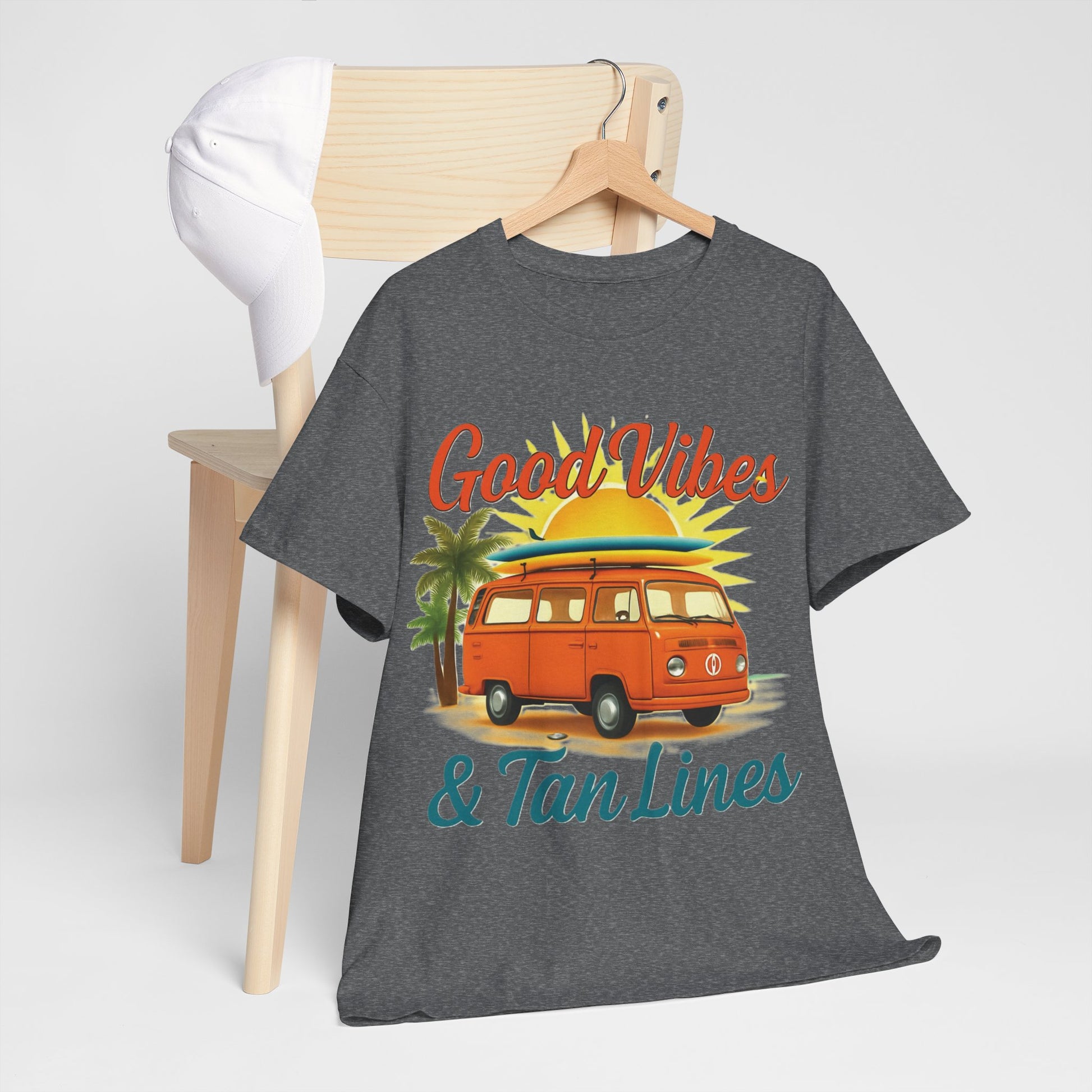Good Vibes & Tan Lines T-Shirt, Summer Vibe Tee, Beach Lover Gift, Unisex Cotton Shirt, Vacation Style Apparel