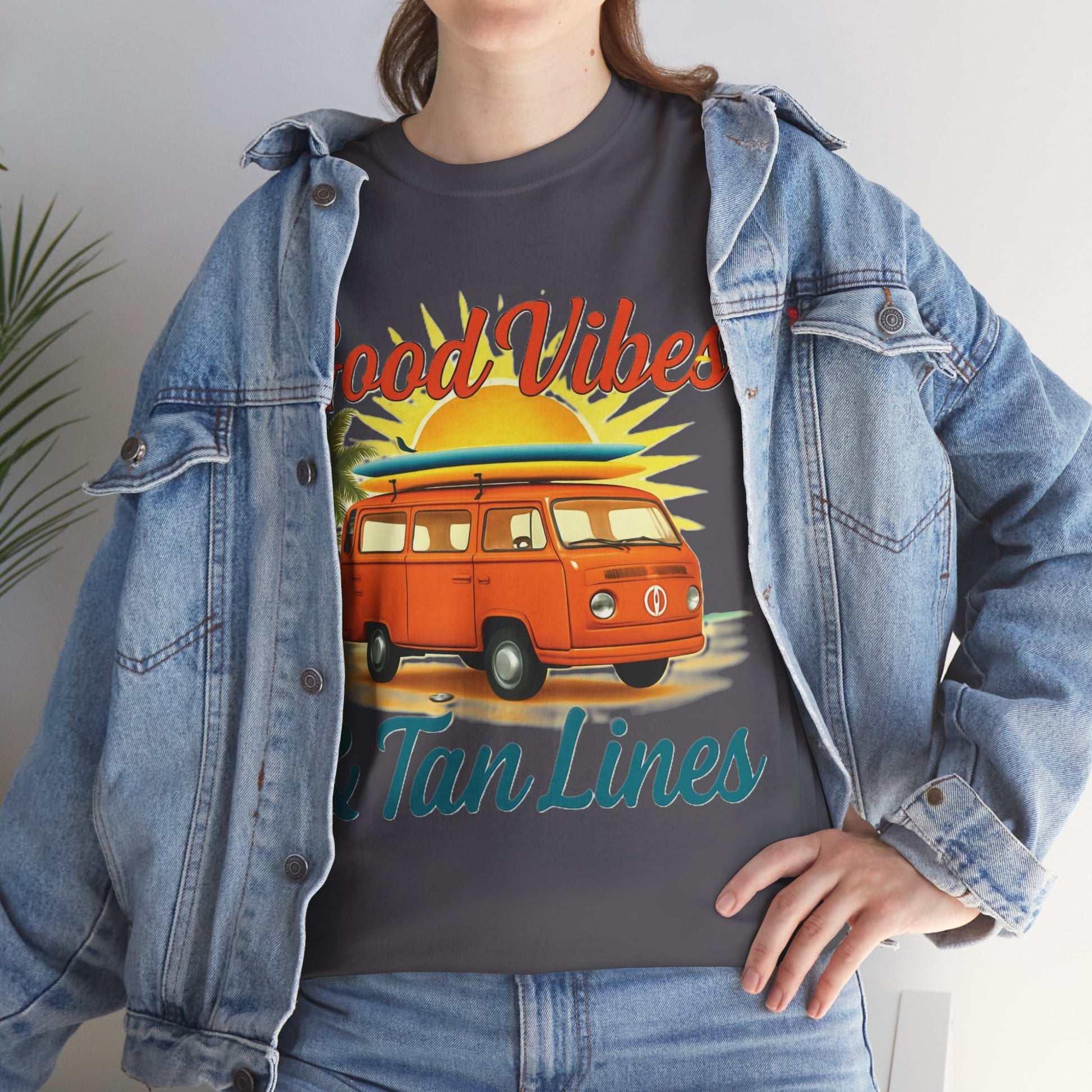 Good Vibes & Tan Lines T-Shirt, Summer Vibe Tee, Beach Lover Gift, Unisex Cotton Shirt, Vacation Style Apparel