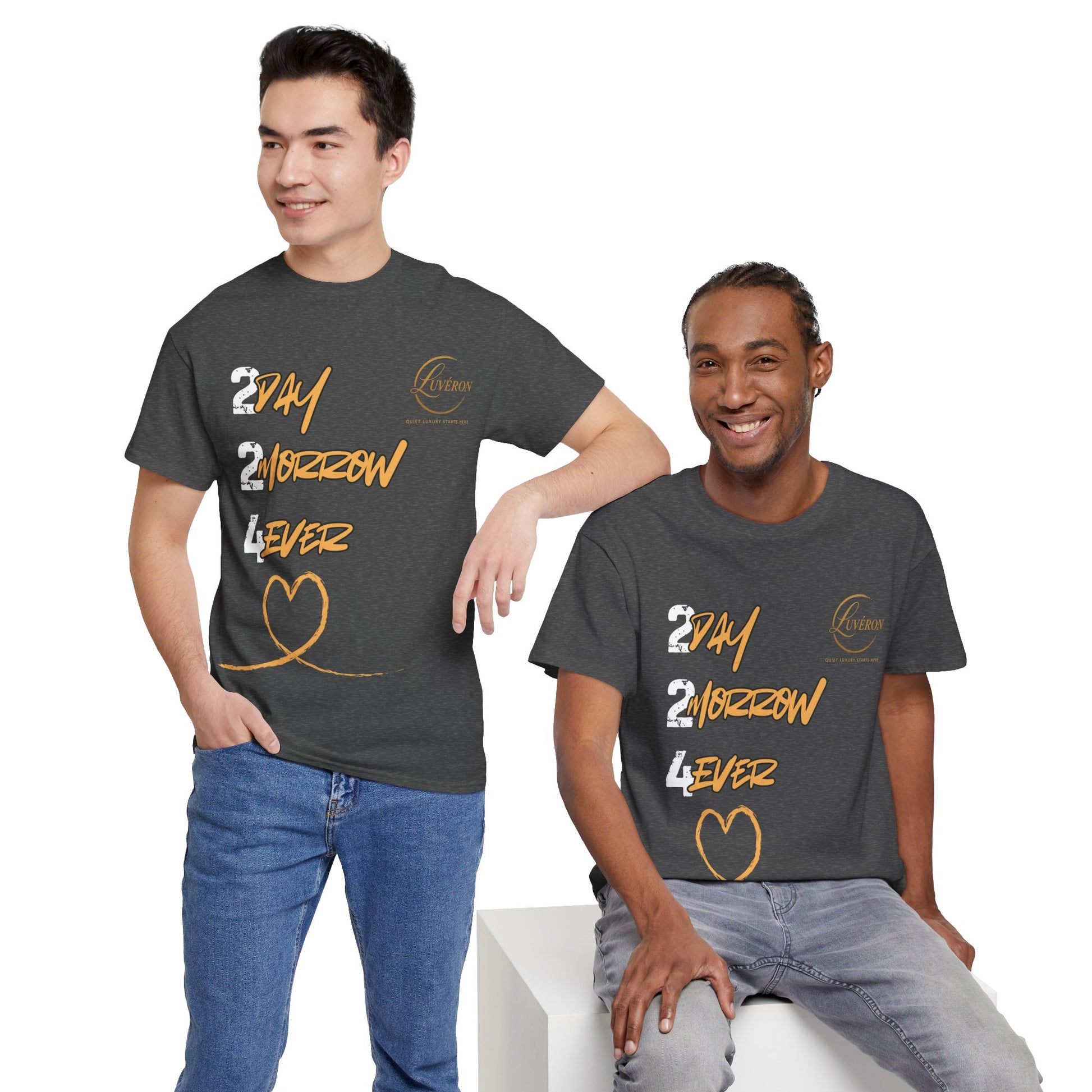 Stylish Unisex Heavy Cotton Tee with Heart Design, Casual Shirt, Everyday Wear, Gift for Friends, Fun Statement Tee, Positive Vibes