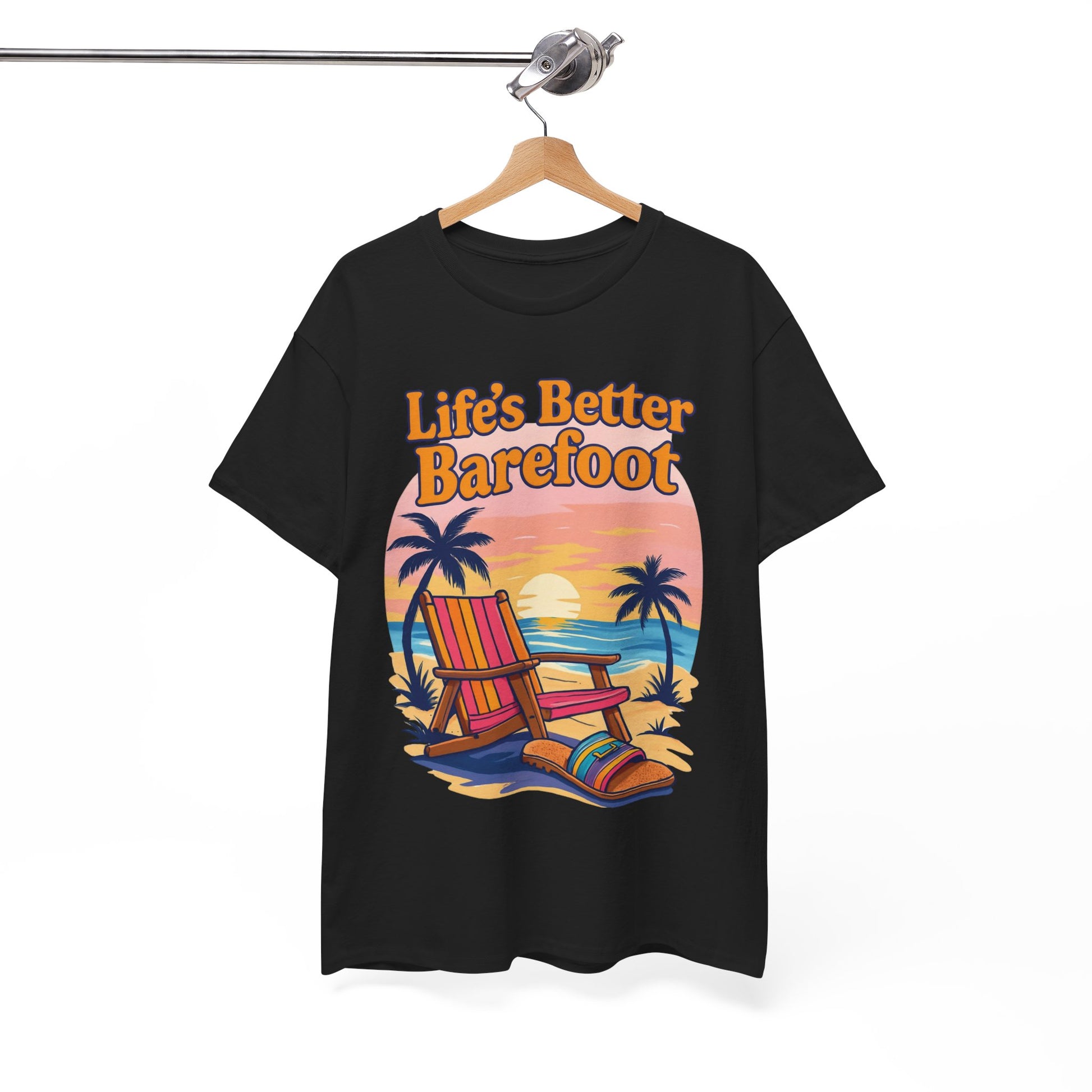Beach Vibes Tee: "Life's Better Barefoot" Graphic Tee, Summer T-Shirt, Relaxation Apparel, Gift for Beach Lovers, Vacation Wear
