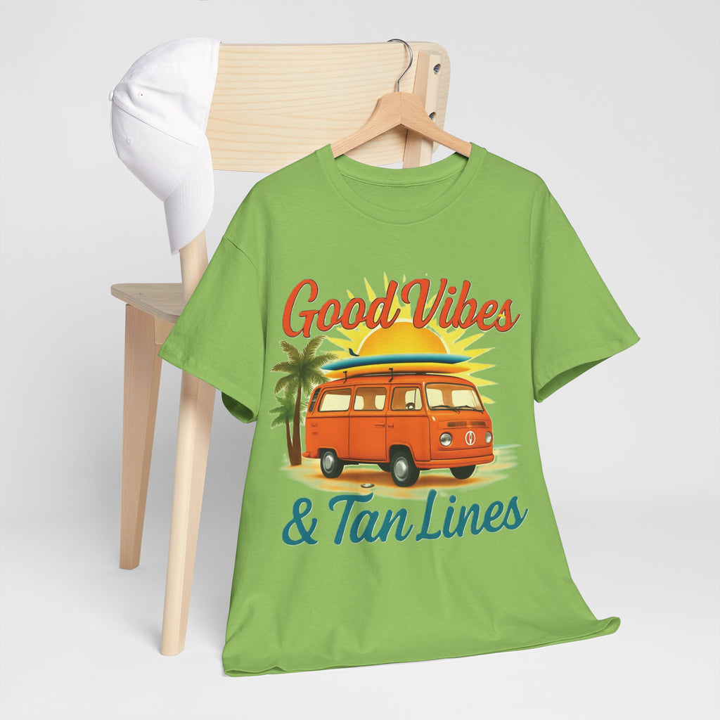 Good Vibes & Tan Lines T-Shirt, Summer Vibe Tee, Beach Lover Gift, Unisex Cotton Shirt, Vacation Style Apparel