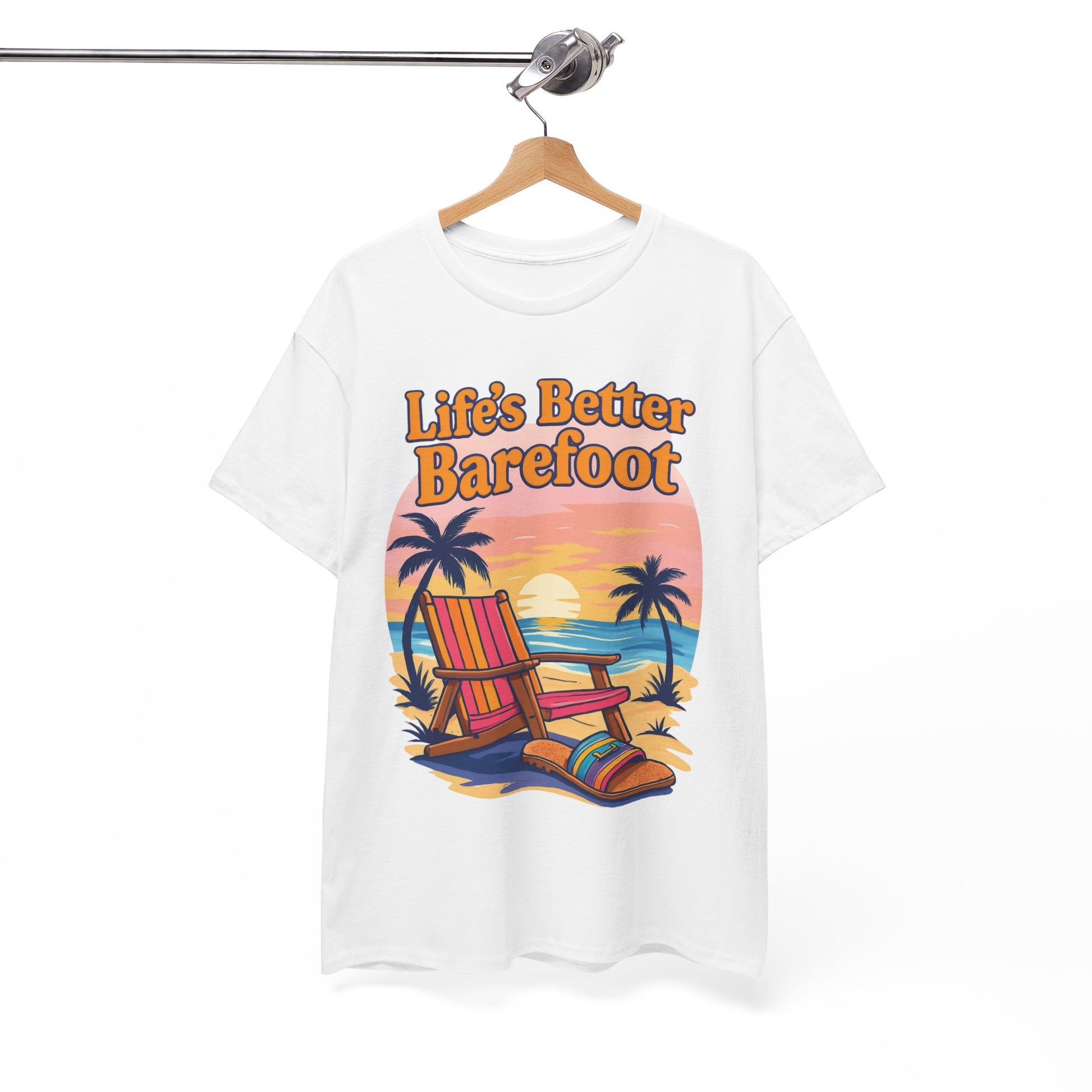 Beach Vibes Tee: "Life's Better Barefoot" Graphic Tee, Summer T-Shirt, Relaxation Apparel, Gift for Beach Lovers, Vacation Wear